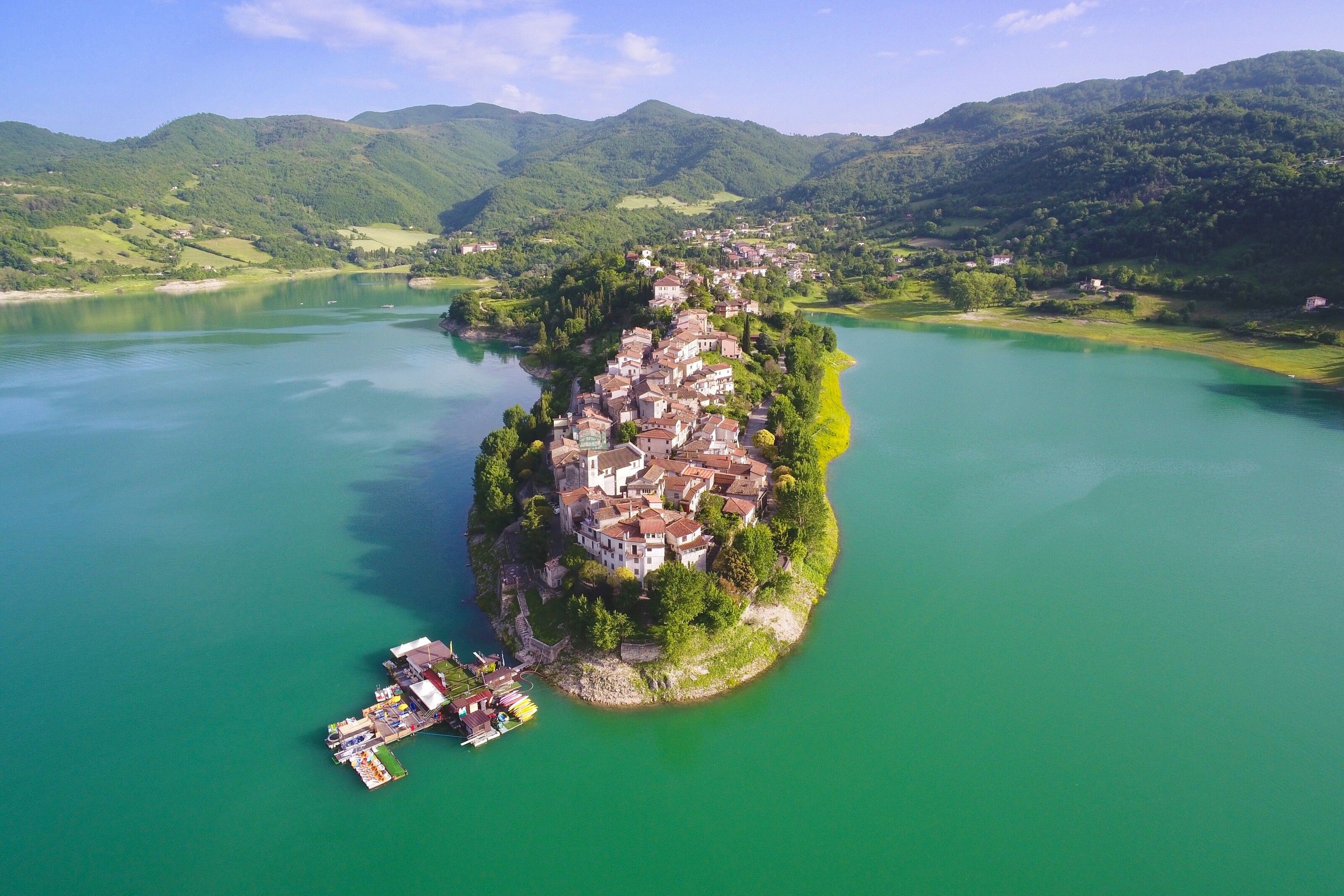 Colle di Tora, a municipality in the region of Lazio, on the shores of Lake Turano.