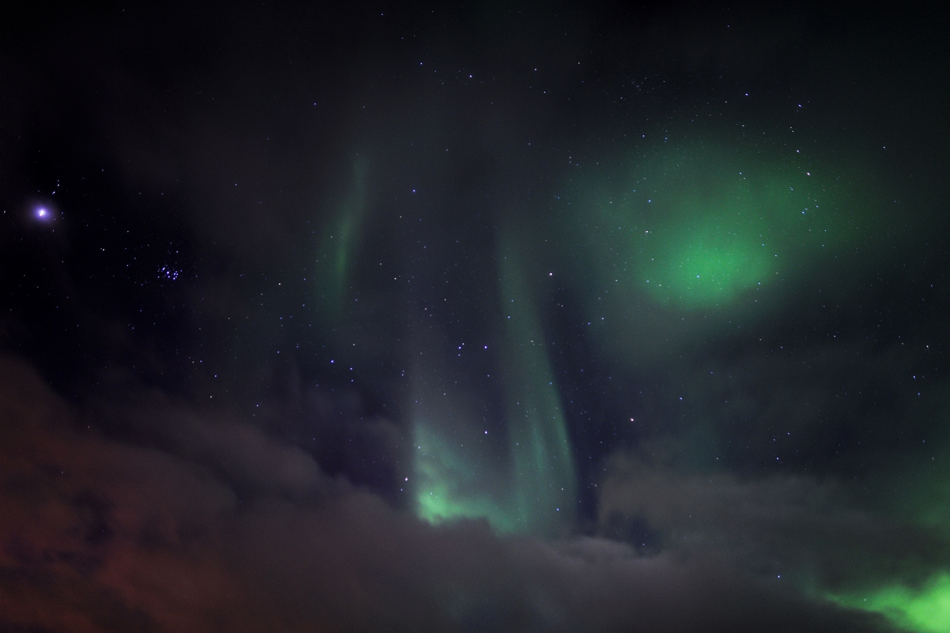 the aurora borealis from a road in Norway