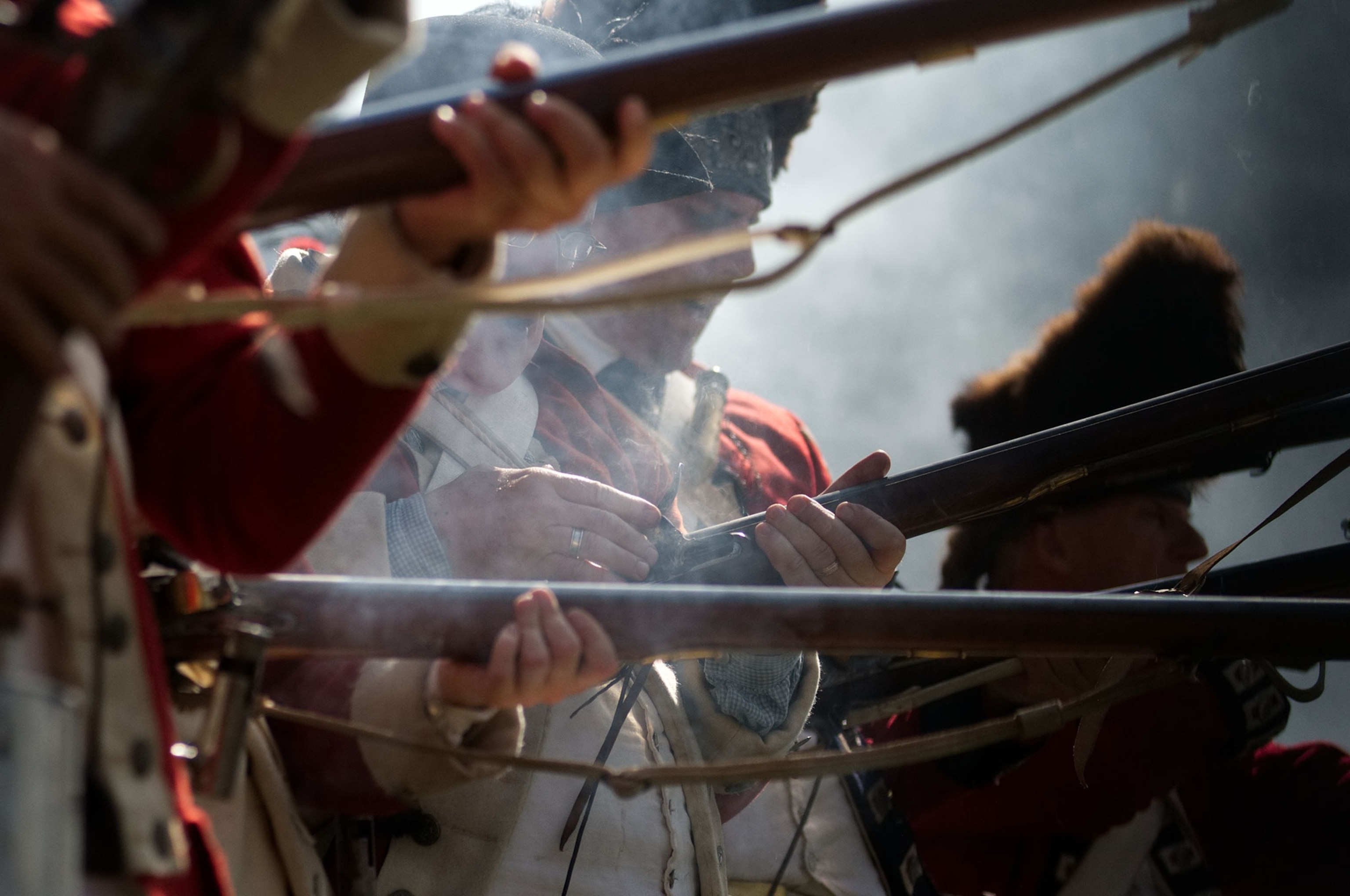 Annual re-enactment of the Battle of Germantown during the Revolutionary Germantown Festival at the Grounds of Cliveden, in Northwest Philadelphia.
