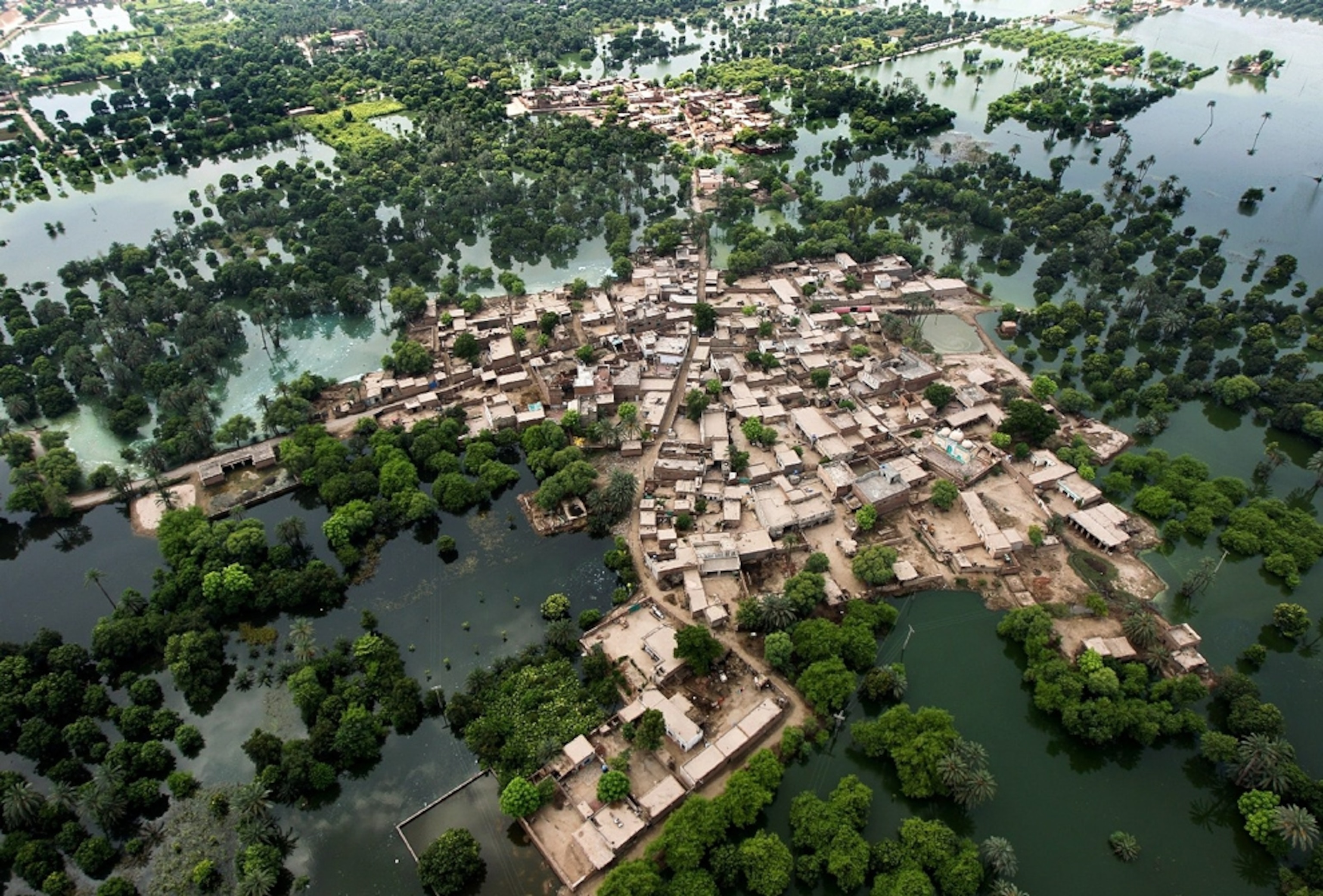 A picture of flooded Punjab Province, Pakistan
