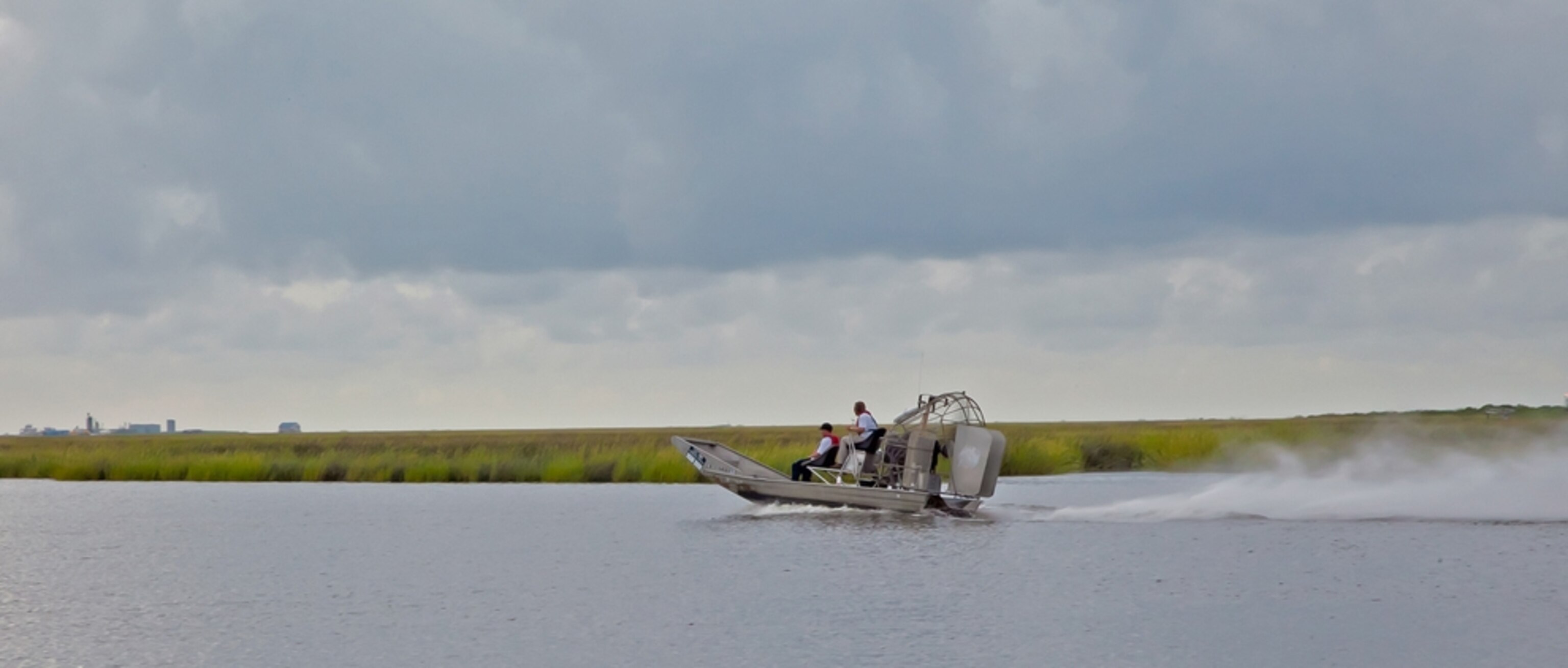 Airboat on Barataria Bay in Louisiana