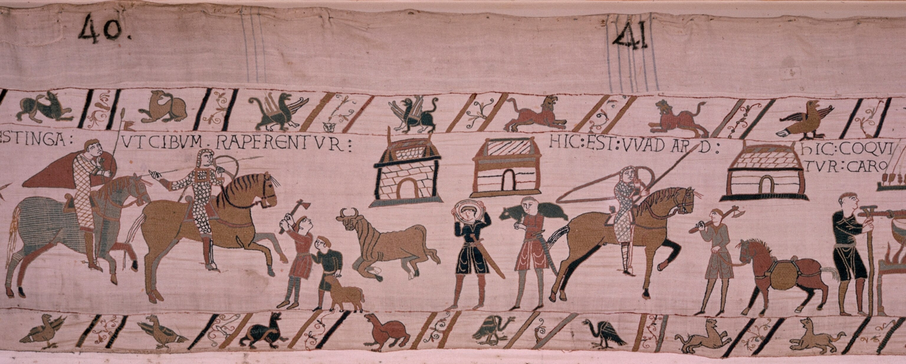 Scene from the tapestry in which the invaders scourge the countryside.