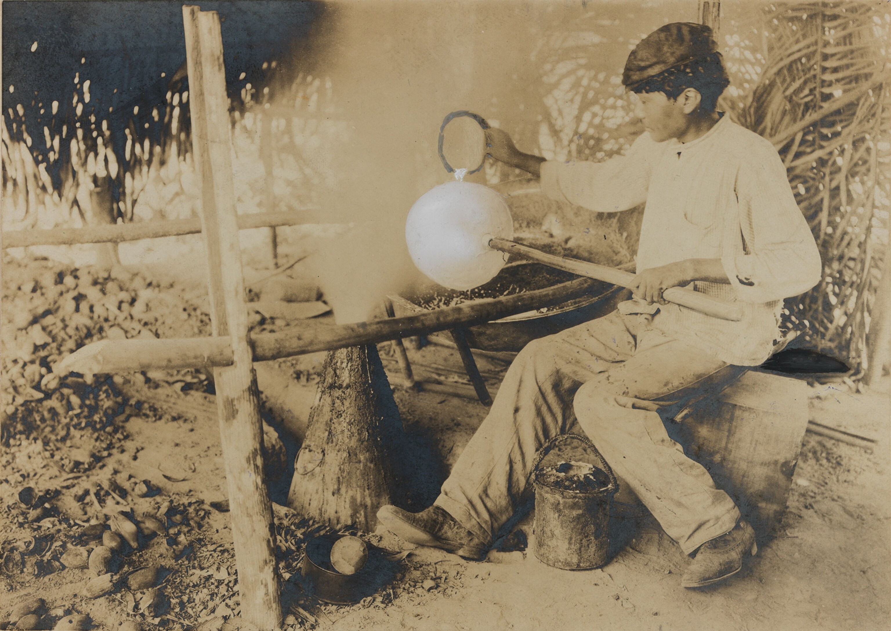a man smoking rubber