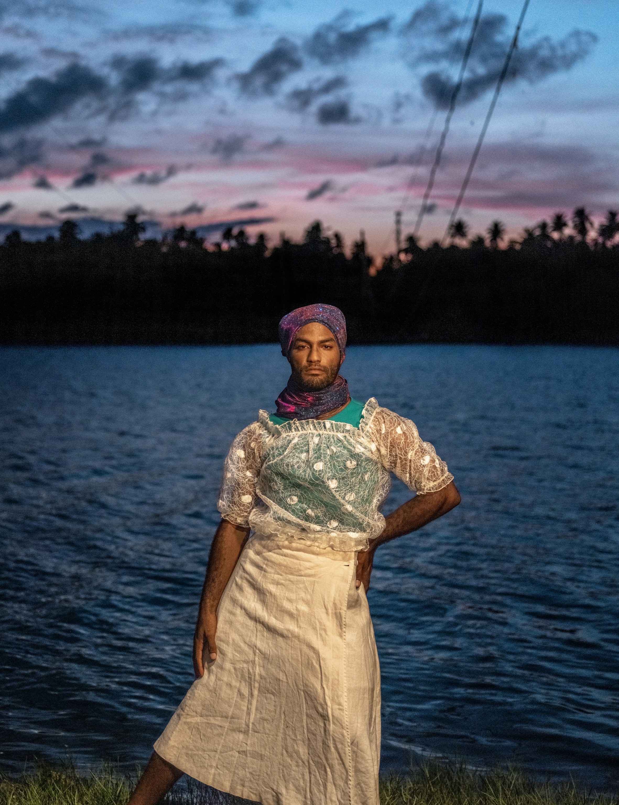 Man in woman's dress.