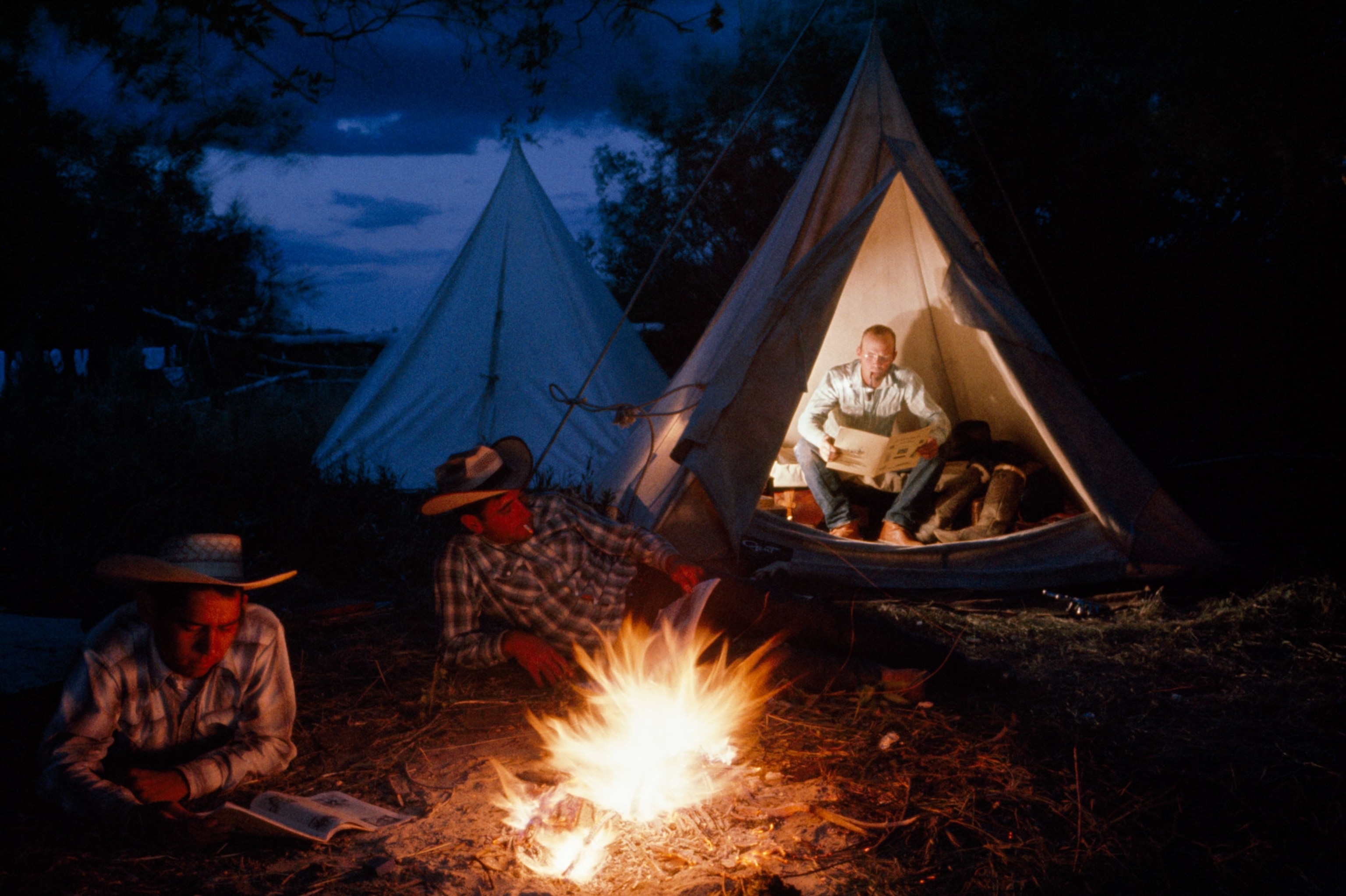 cowboys resting in tents