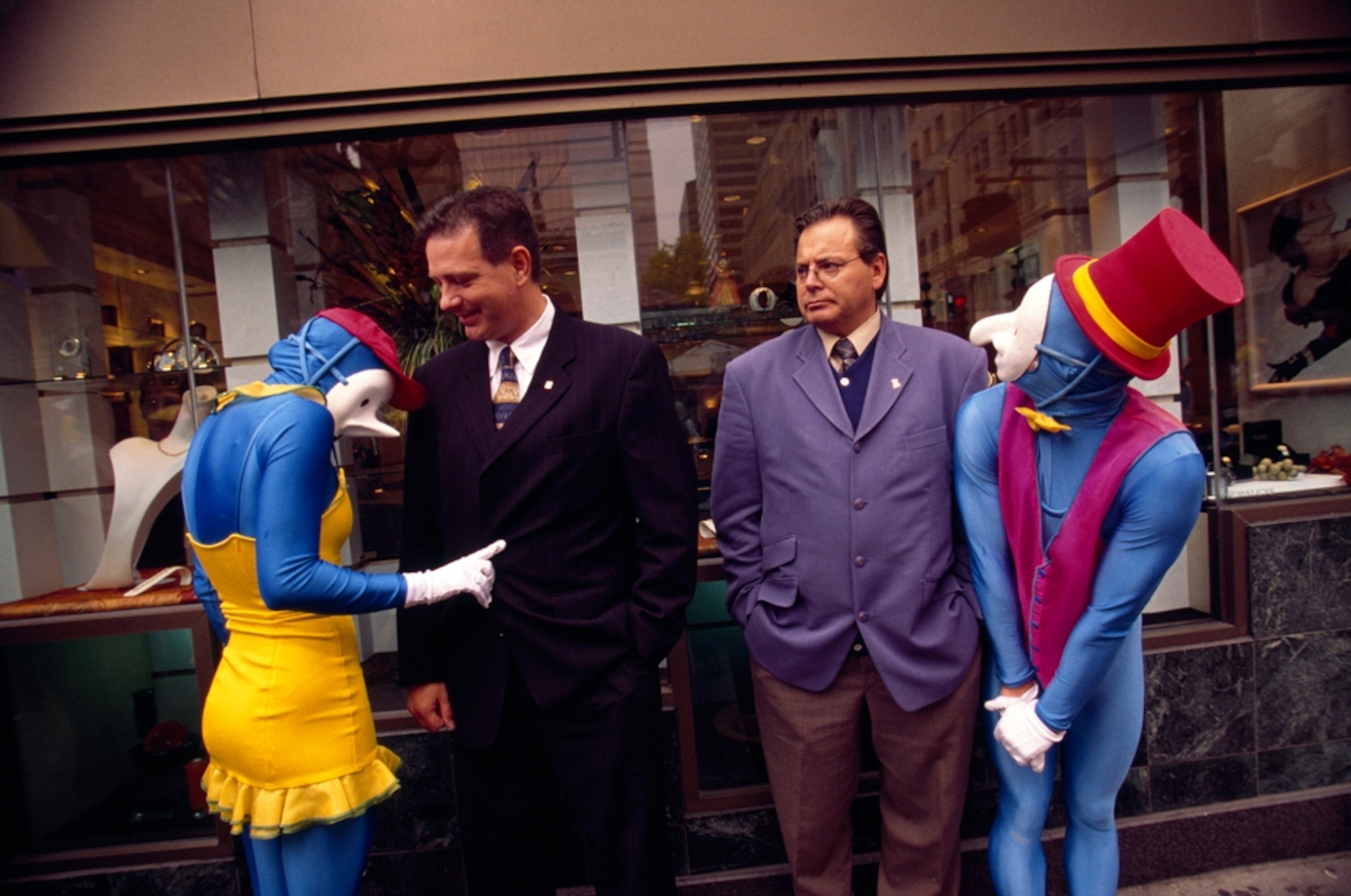 performers from a Cirque du Soleil parade in Montreal
