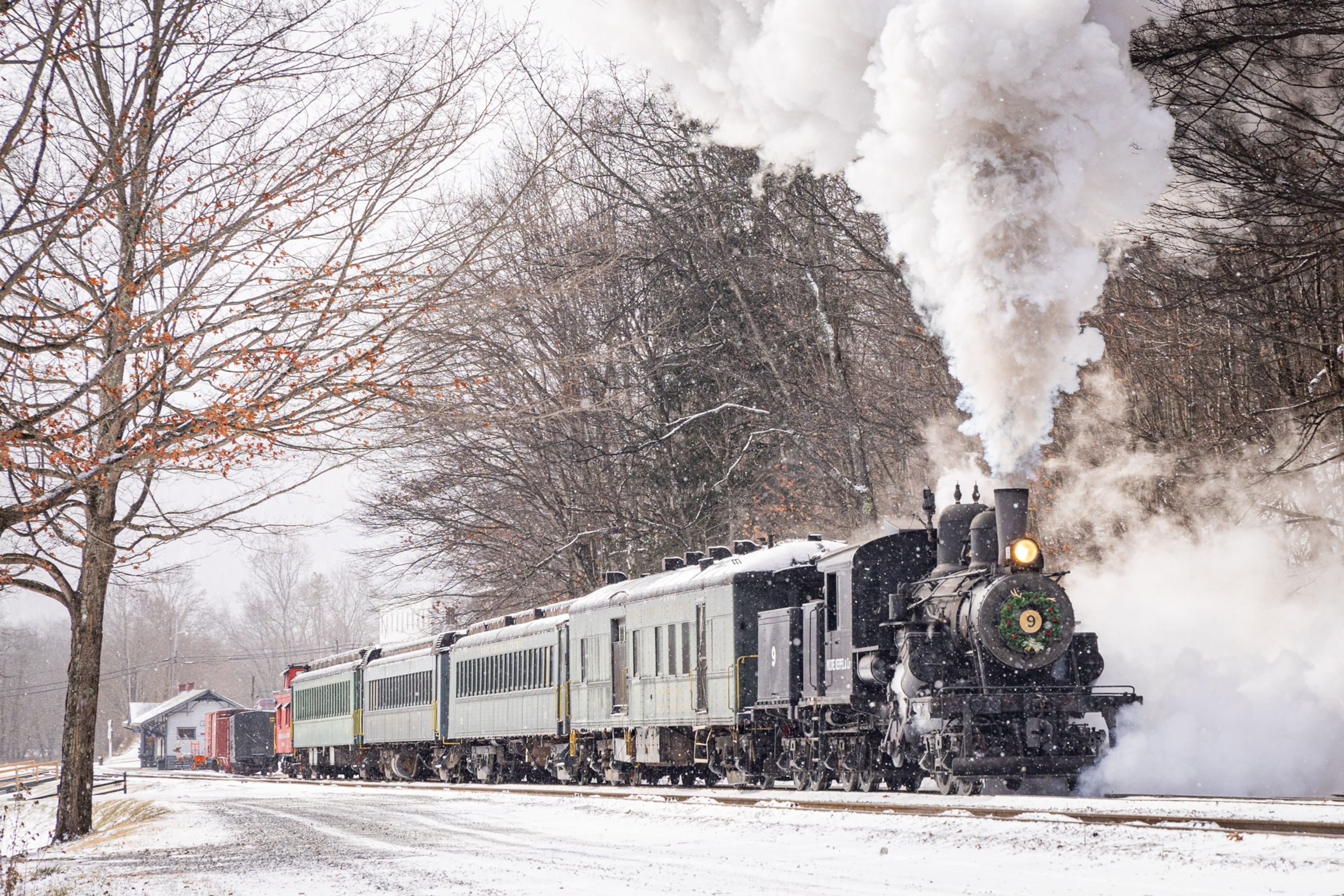 Christmas at Cass is held each December at the Cass Scenic Railroad. The steam powered journey departs the Cass depot and travels along the scenic Greenbrier River. This excursion features decorated & heated coaches and our historic Chesapeake & Ohio caboose at the rear of the train.