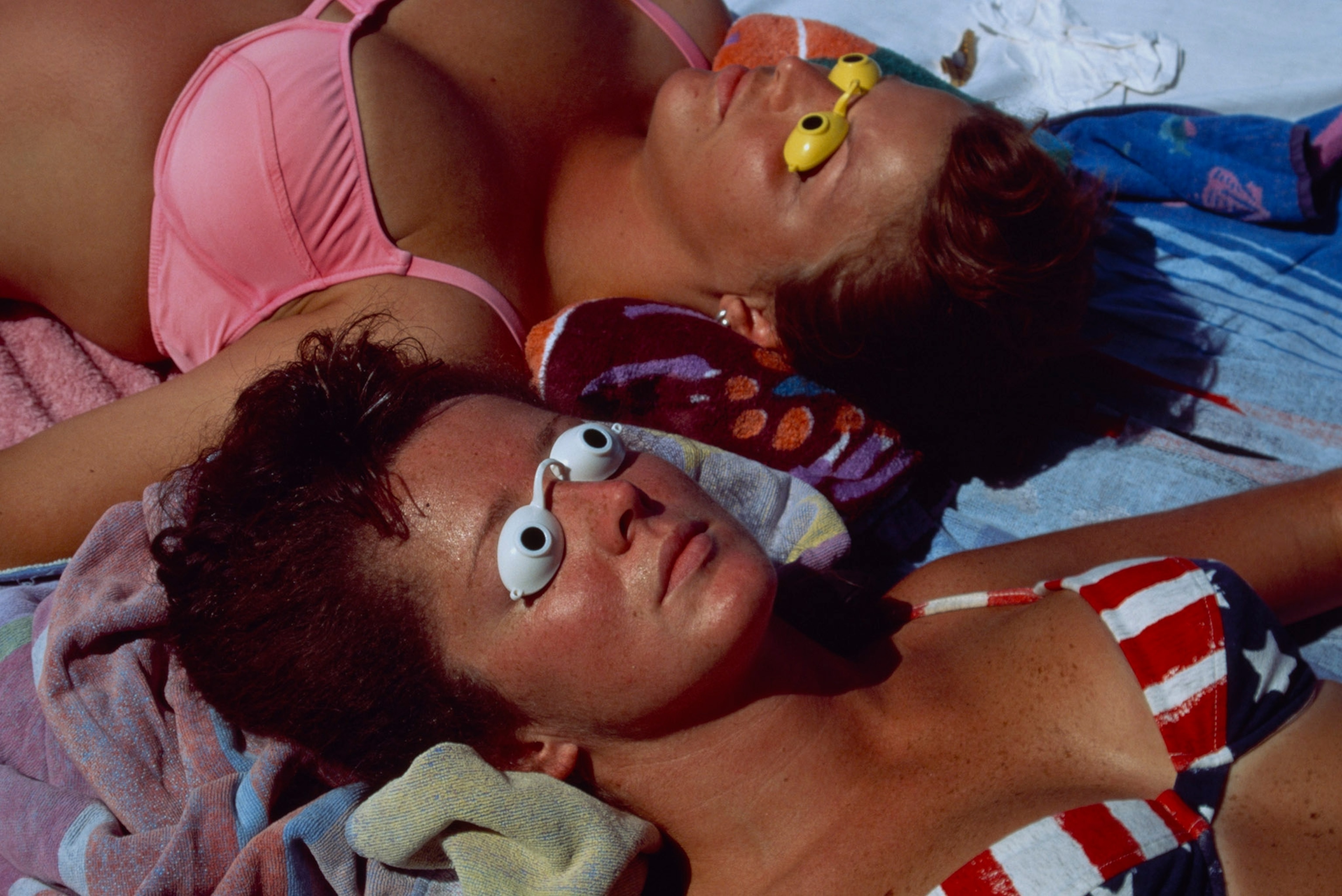 two women tanning