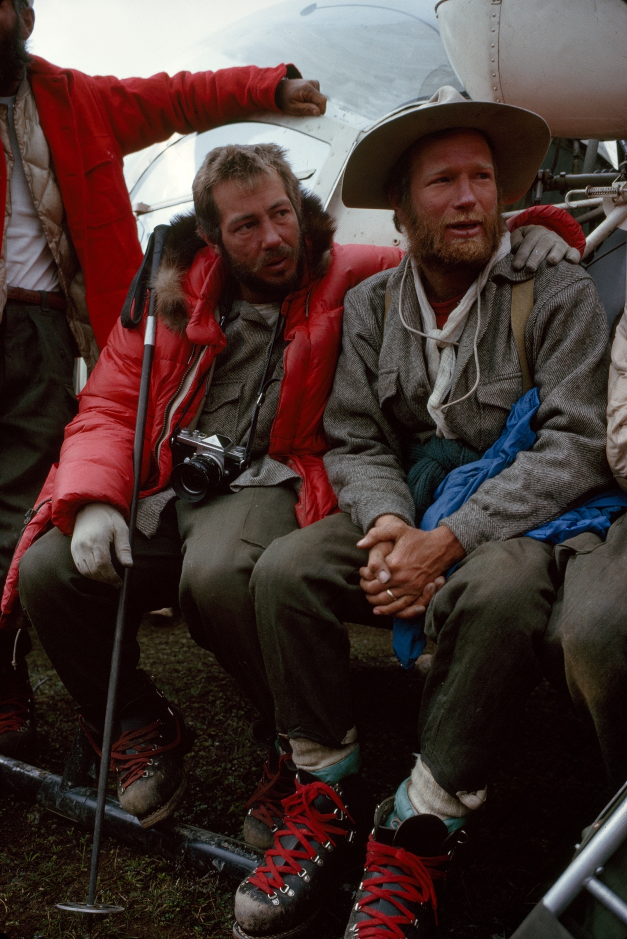 NatGeo Caption: Weary, frostbitten, but successful, Everest climbers await evacuation.