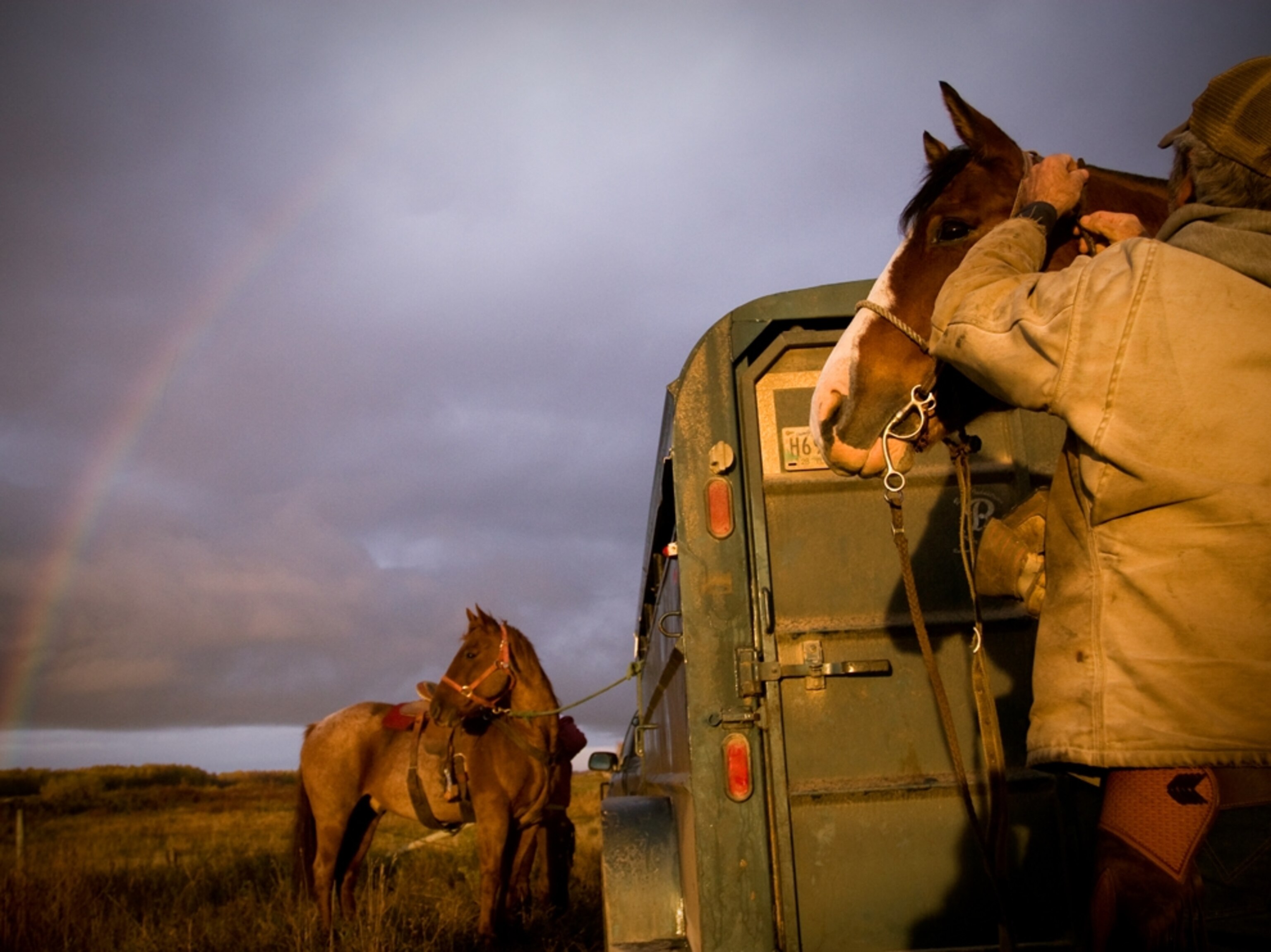Cowboys and horses, St. Ambroise, Manitoba, Canada
