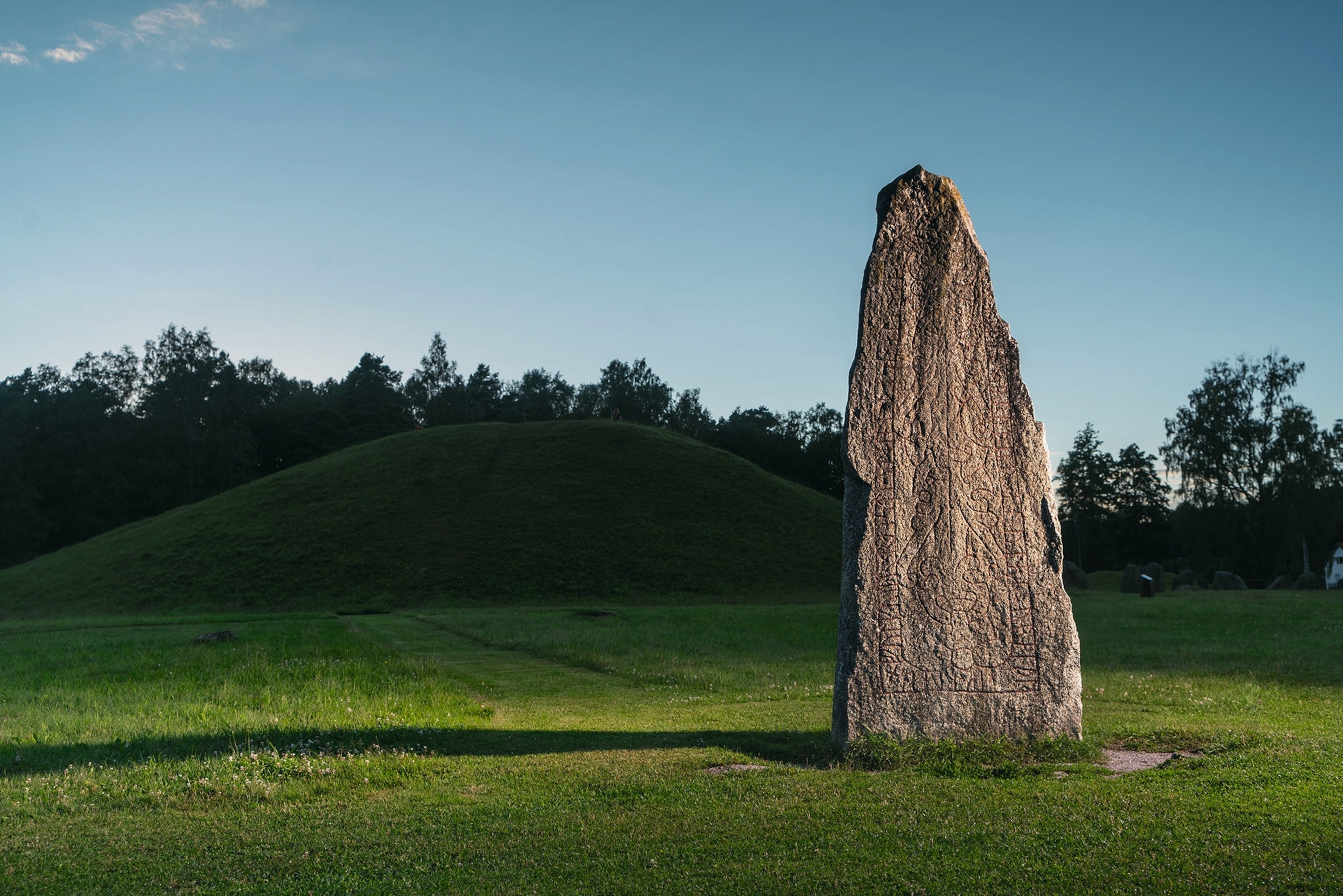 The Anundshög rune stone in Sweden is pictured.