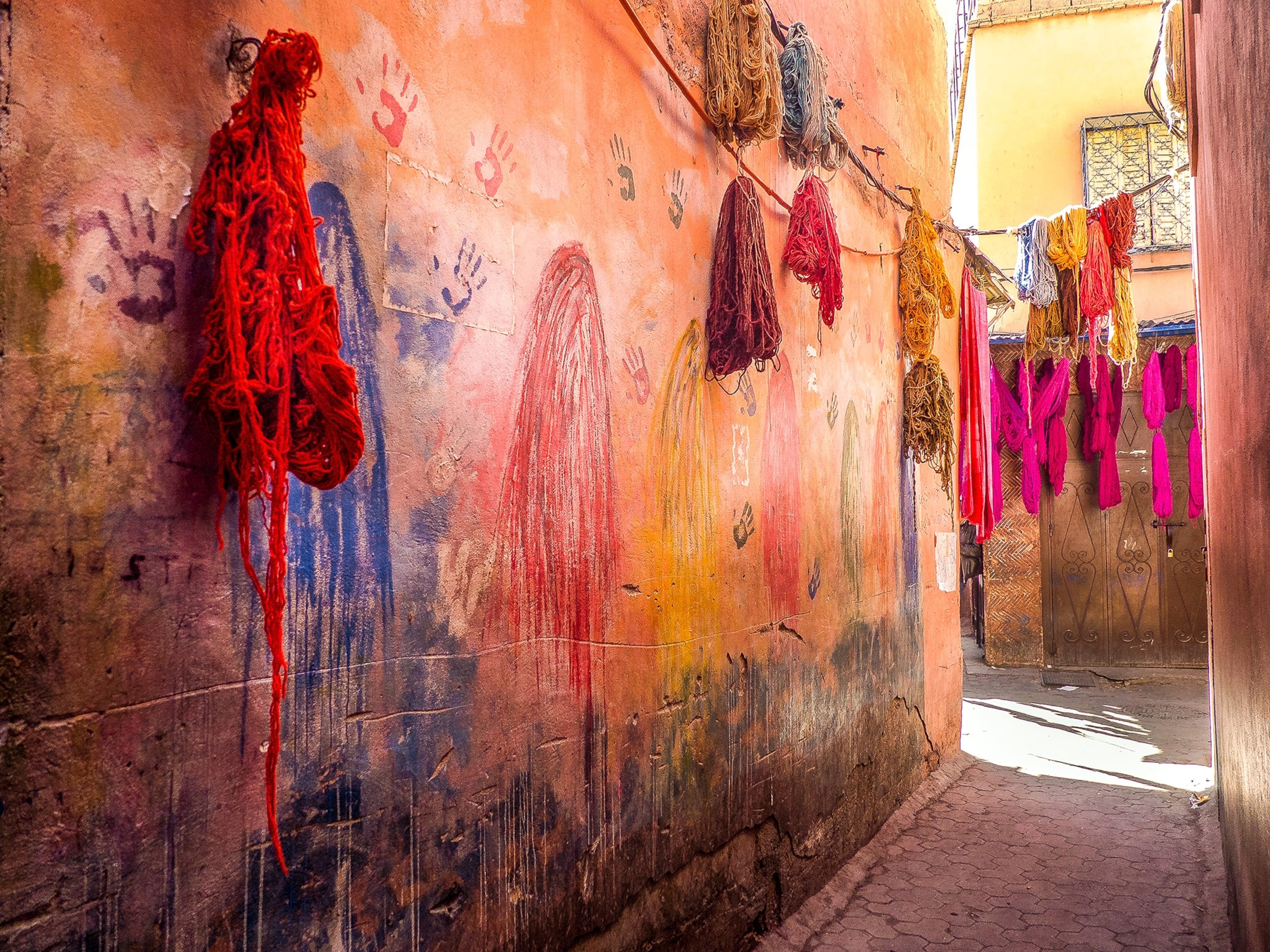 a painted wall in Marrakech, Morocco