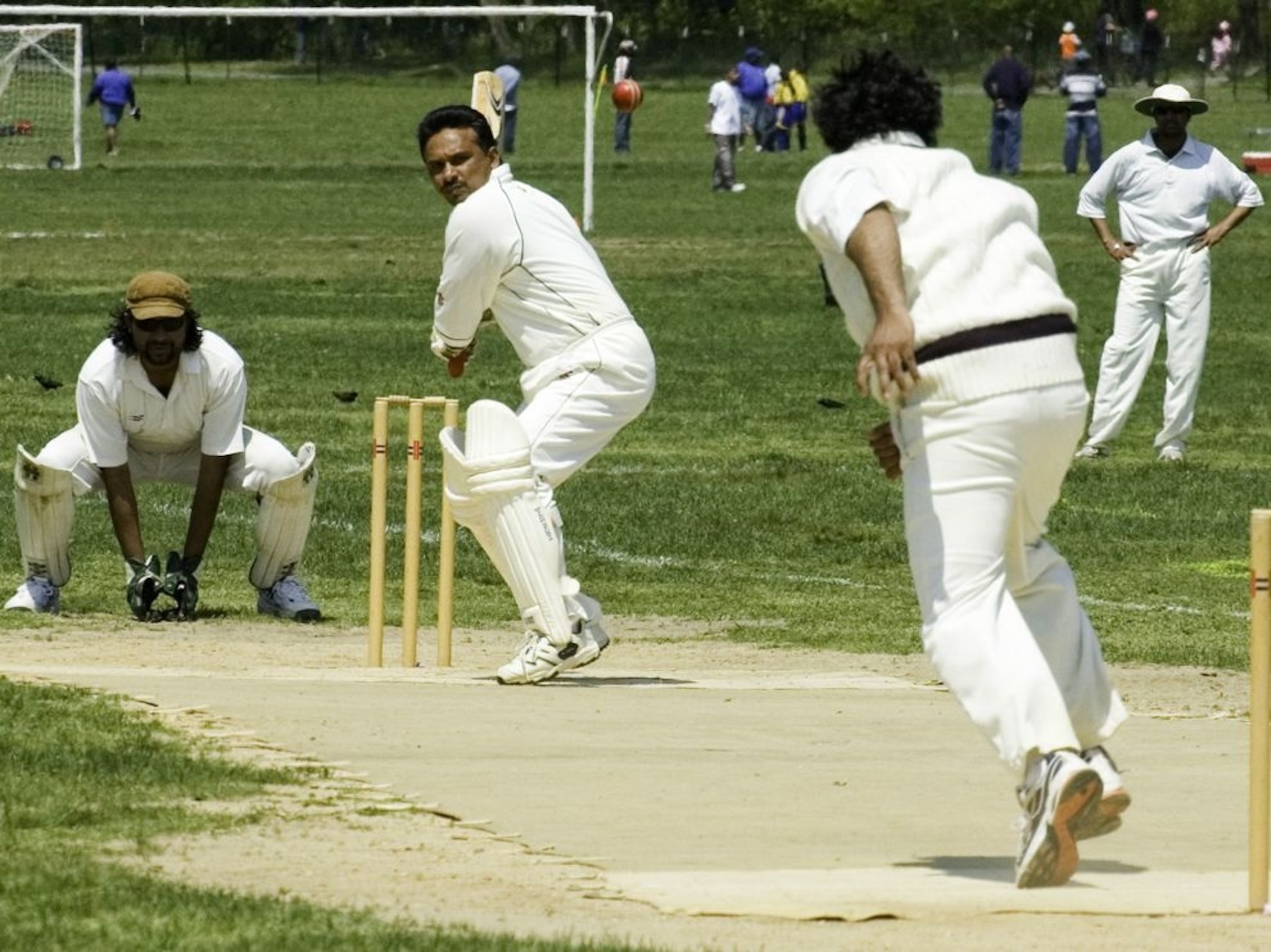 a cricket match in New York park