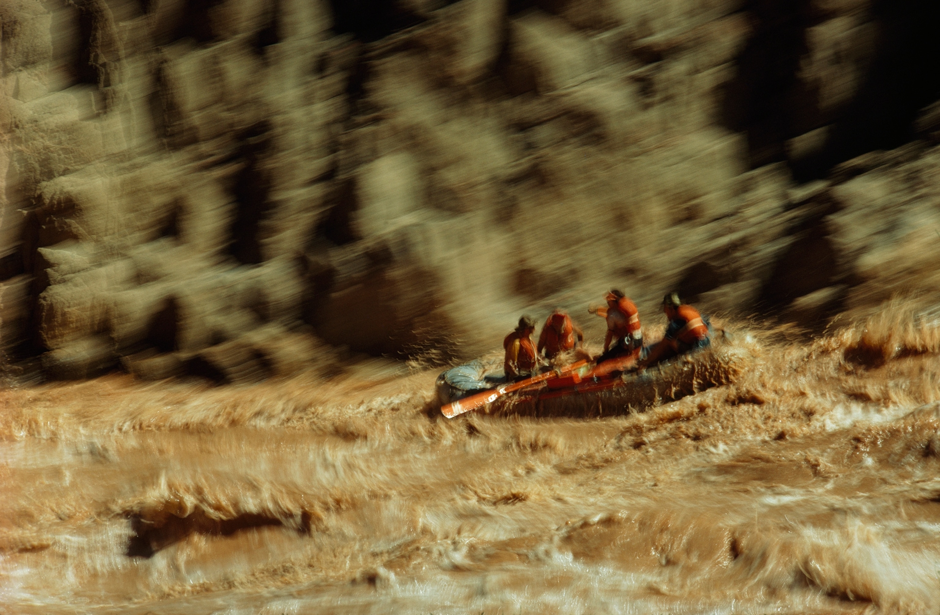 White water rafters float down Granite Rapids.
