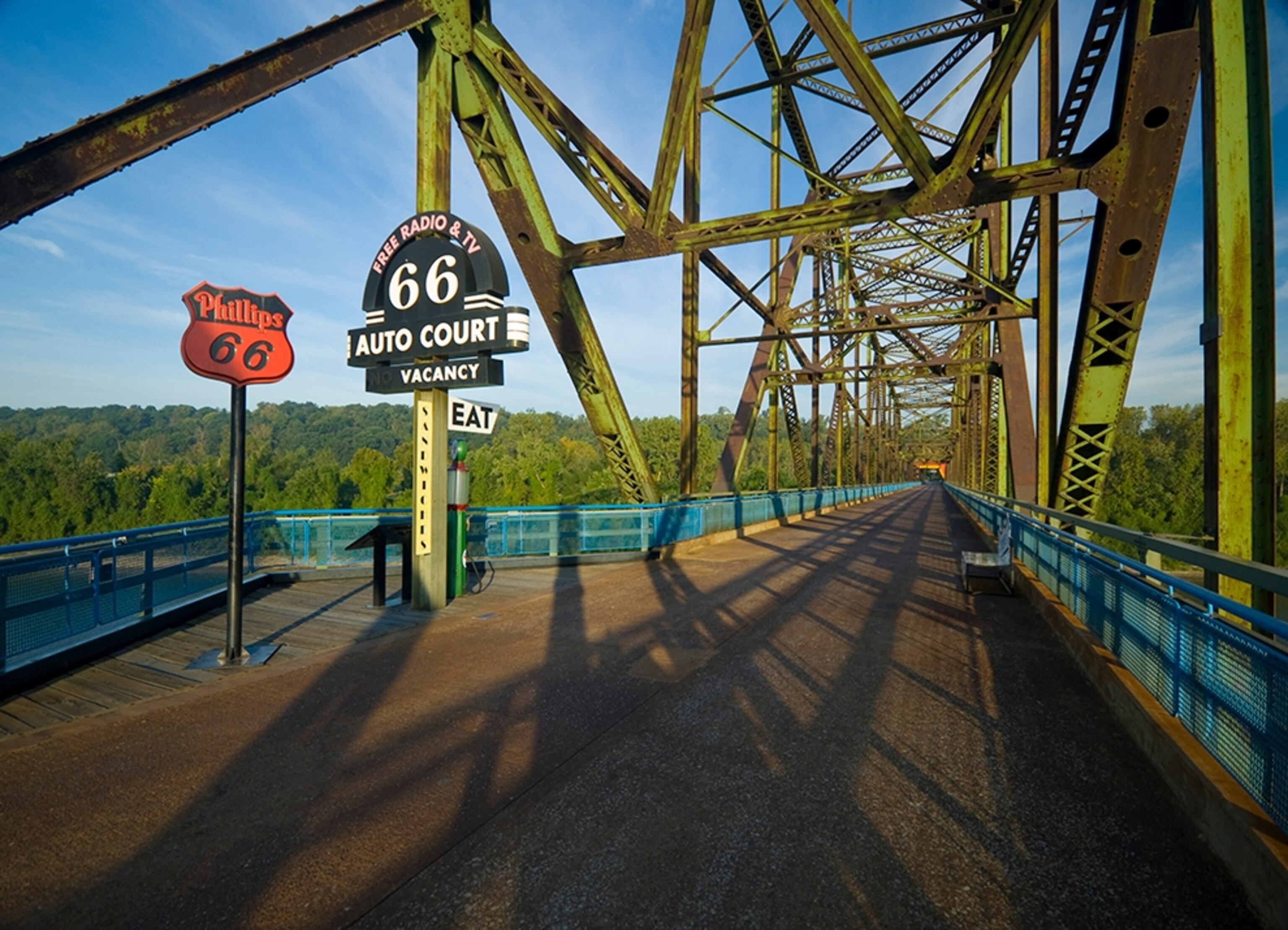 the historic Chain of Rocks Bridge over the Mississippi River