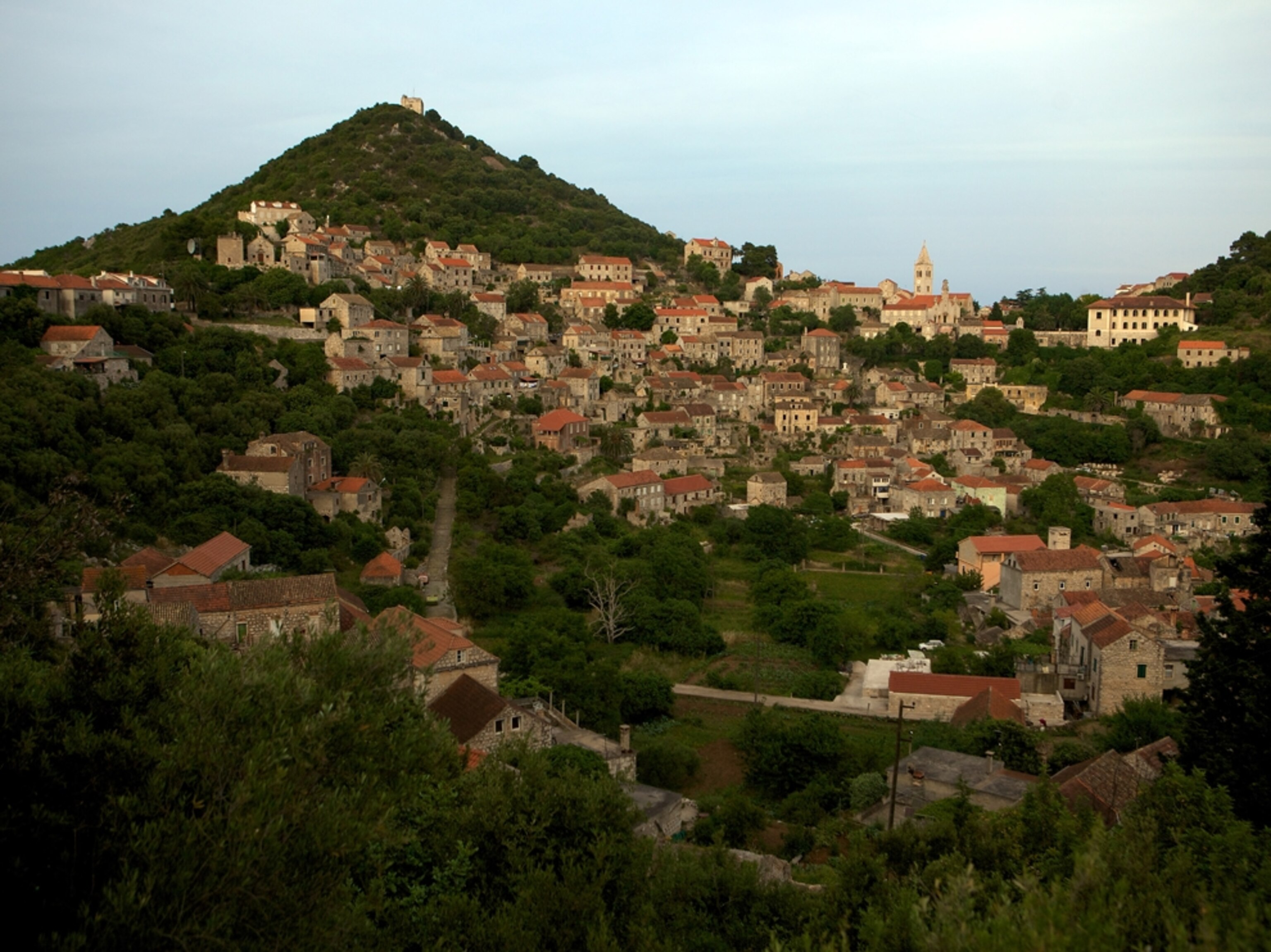 Lastovo hillside village ocean