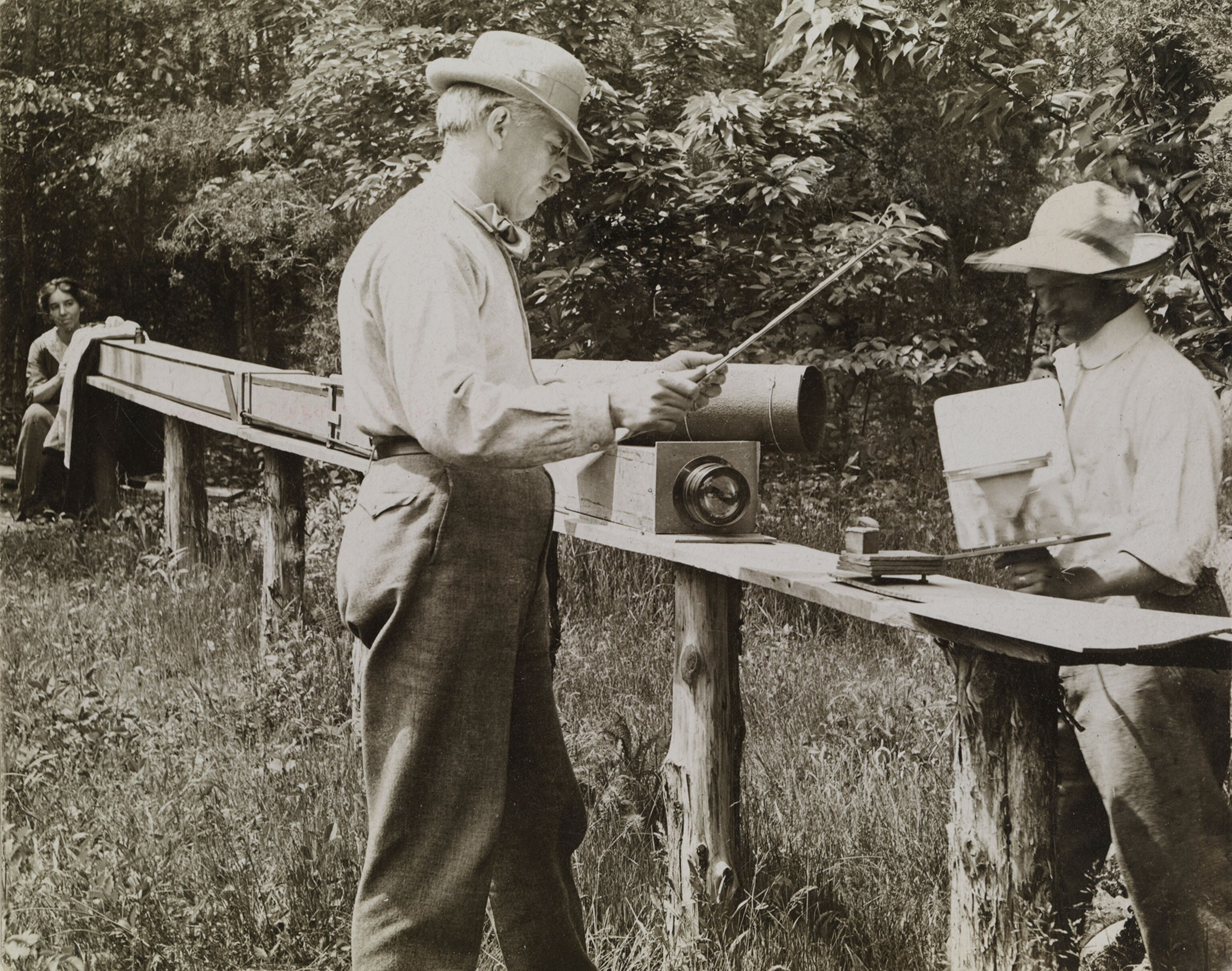 a man using a large camera.