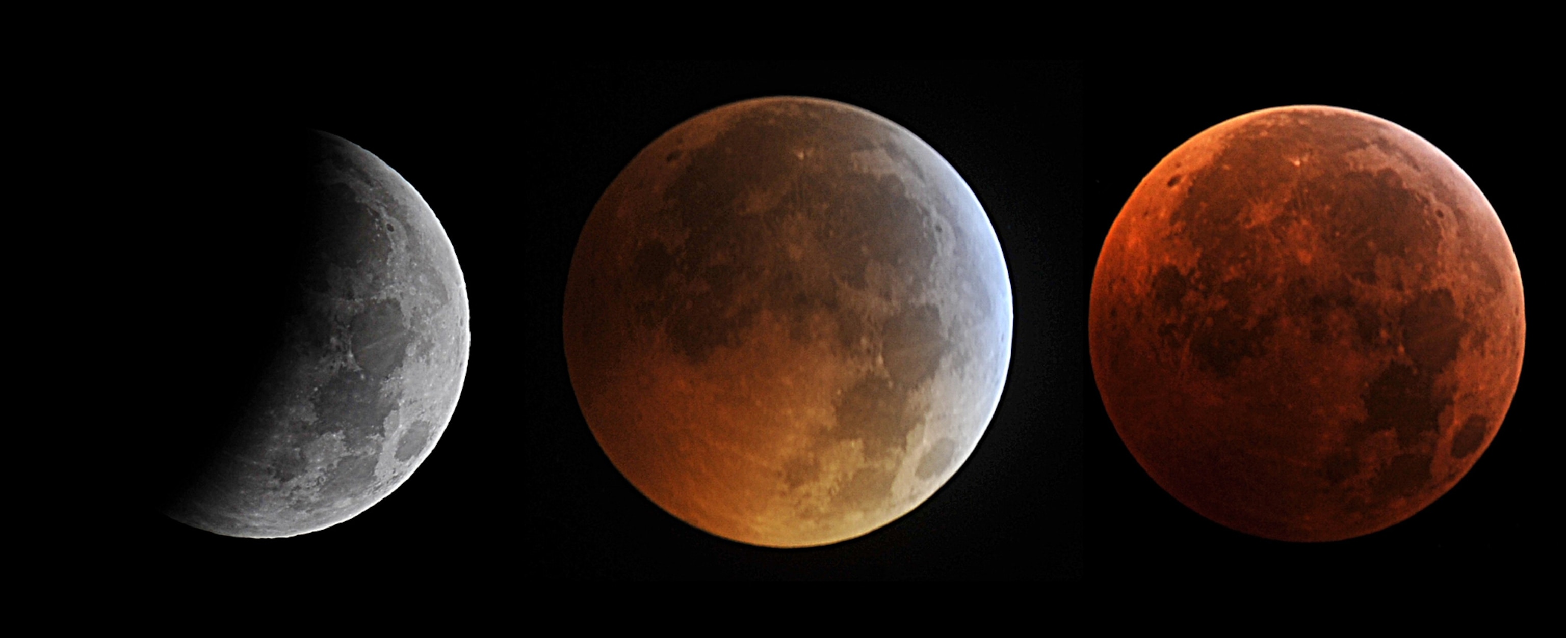 The moon is seen during a total eclipse in Buenos Aires on April 15, 2014.