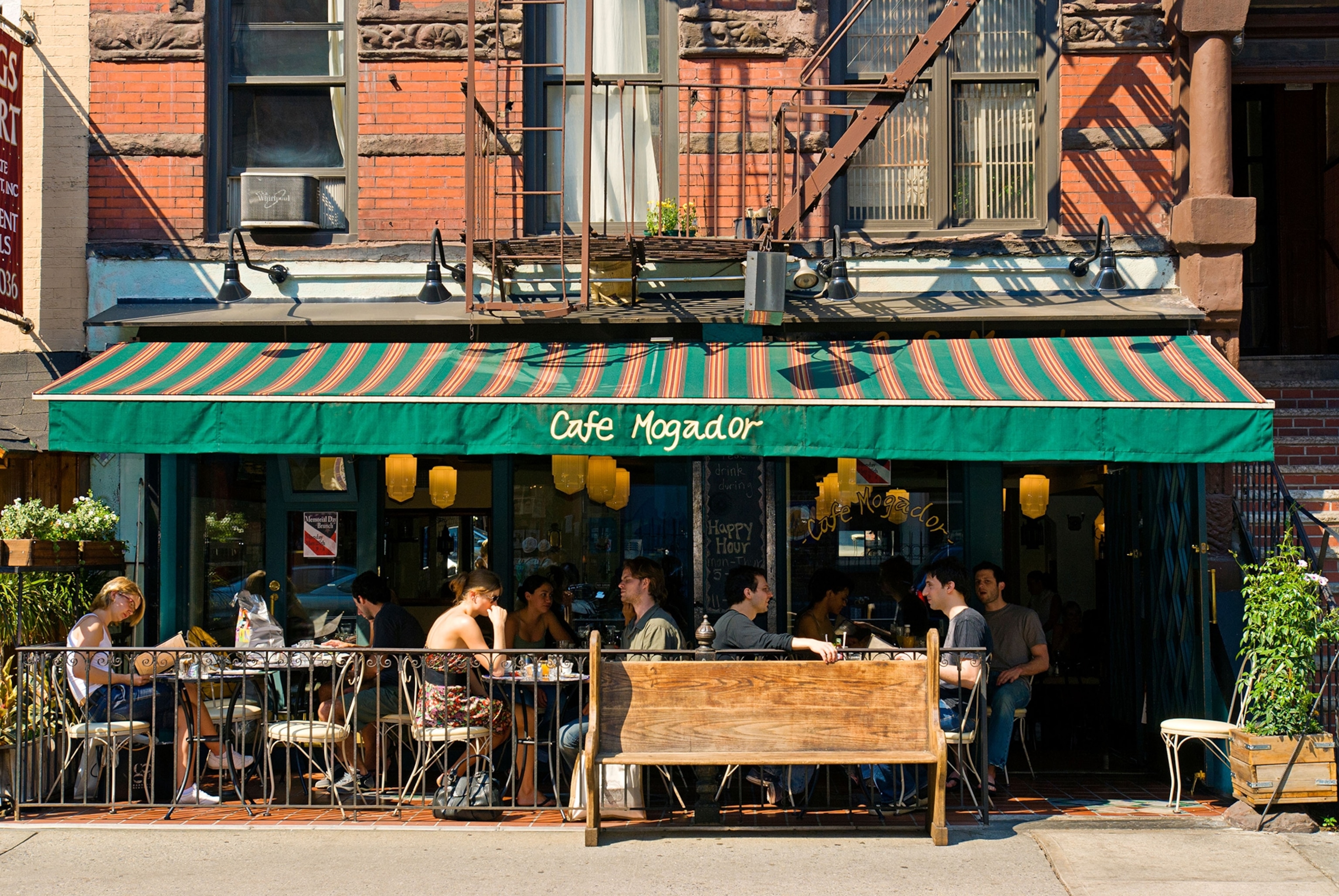 Outdoor cafe on 8th Street in New York City's East Village neighborhood.