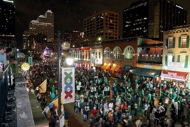 Crowds gather on 6th Street in downtown Austin, Texas, during the South By Southwest Music Festival on March 20, 2015. Photograph by Gary Miller, FilmMagic/Getty