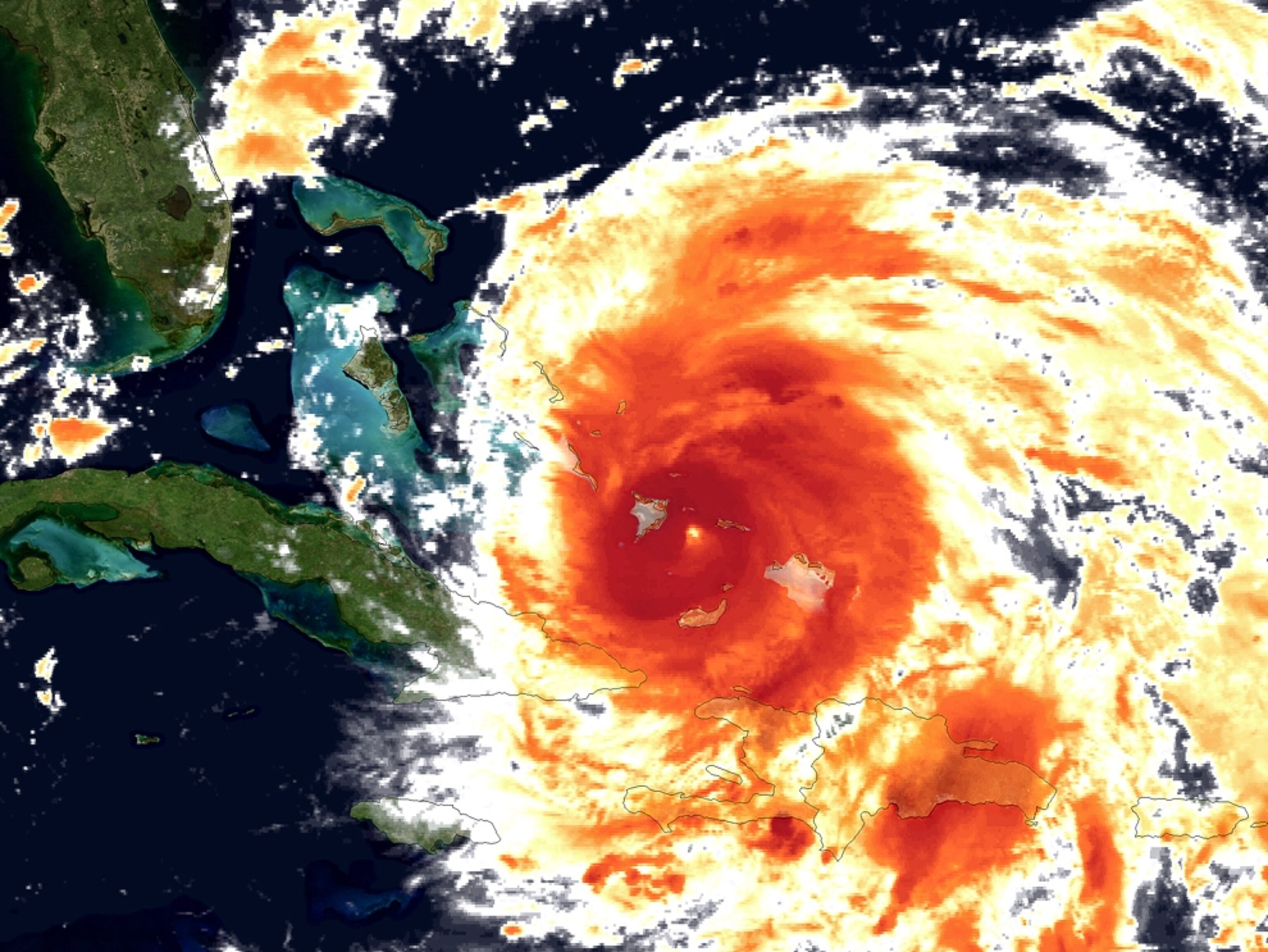 An infrared image of Hurricane Irene.