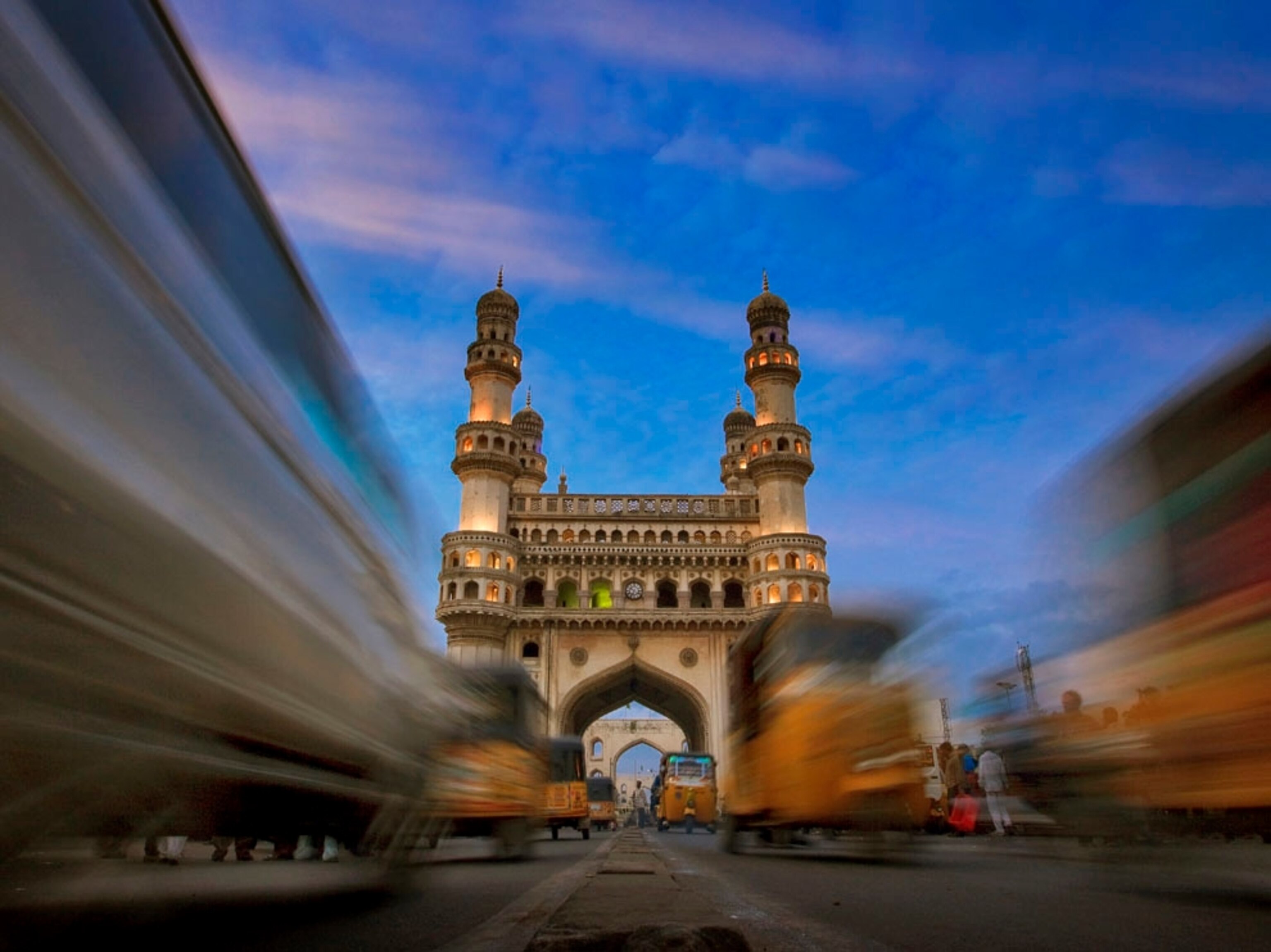 Traffic around the Charminar in Hyderabad