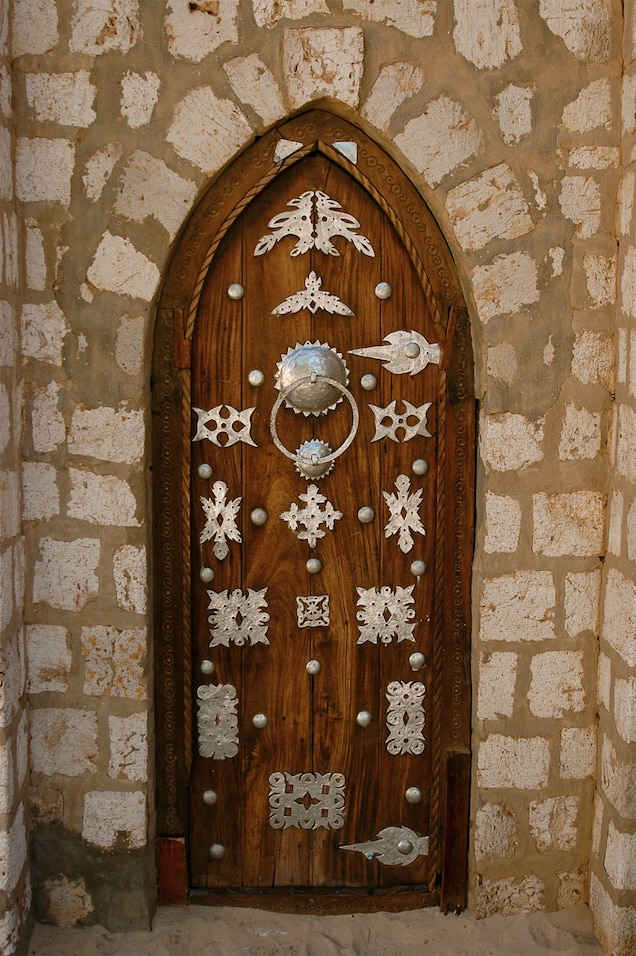 Several doors of Timbuktu&rsquo;s Sidi Yahya mosque, founded in the 15th century, reveal the ornate influence of Moroccan style in contrast to the austerity of other buildings in the city.