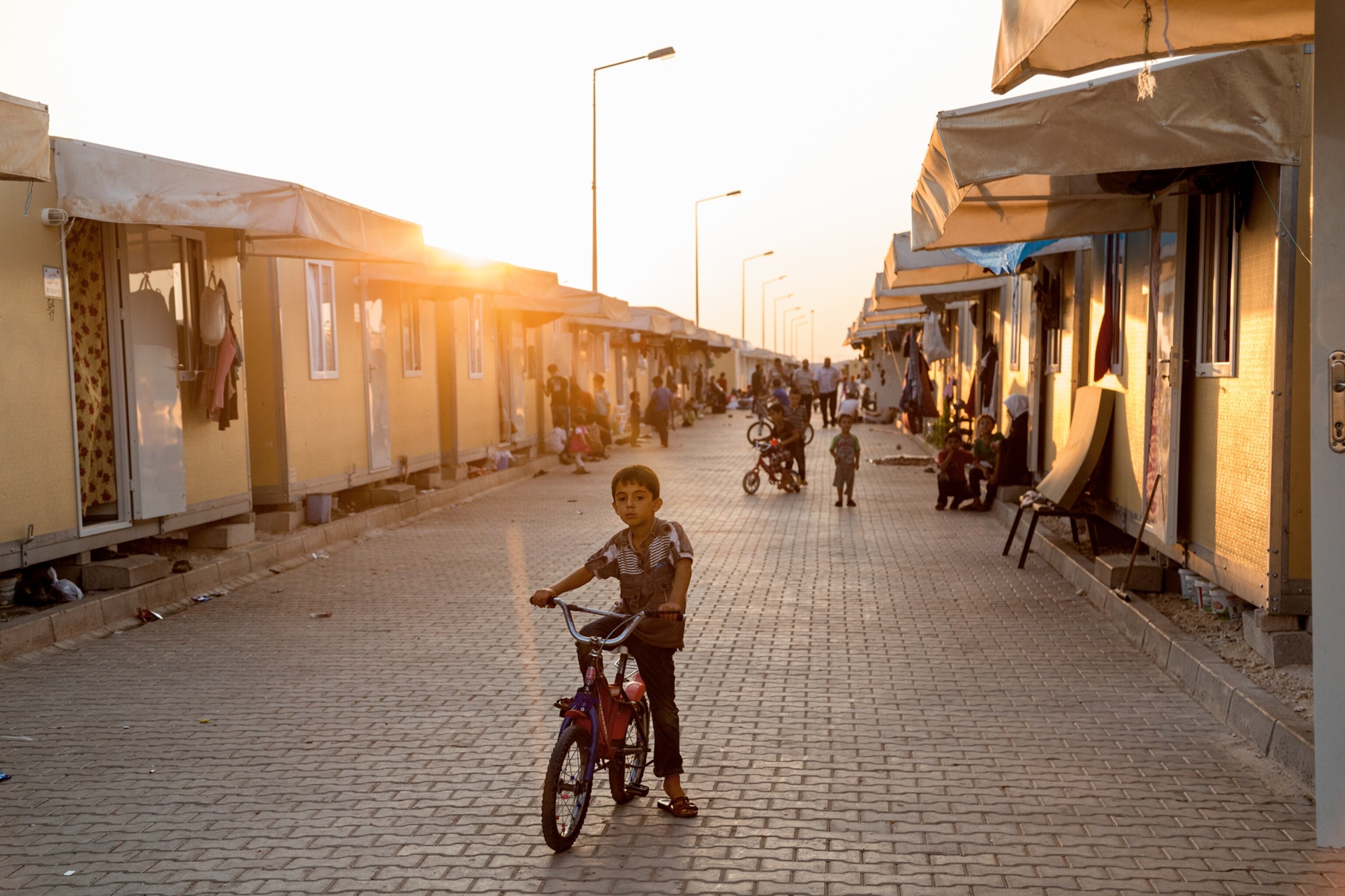 Turkish container houses in a refugee camp