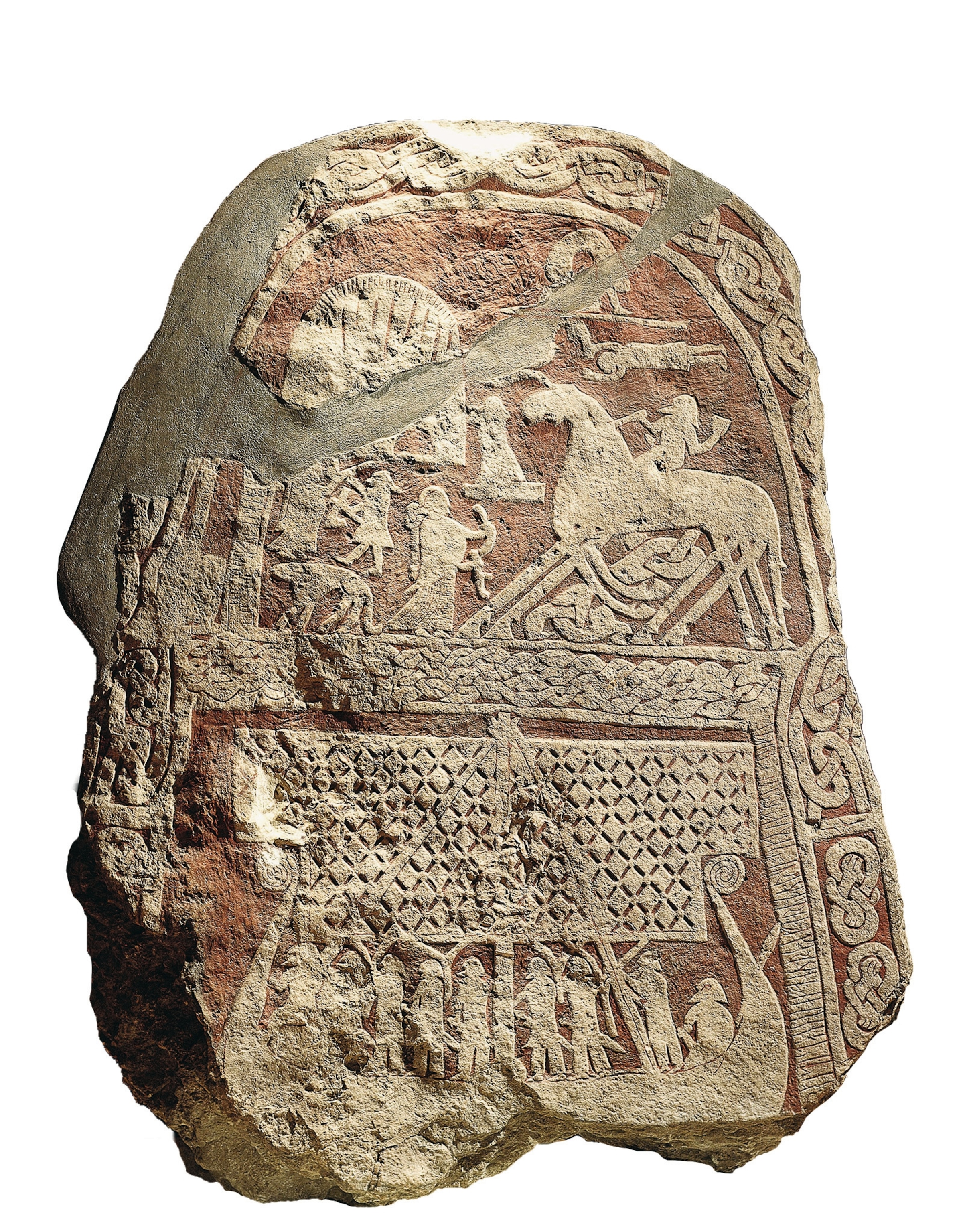 The top of a Gotlandic picture stone is pictured.