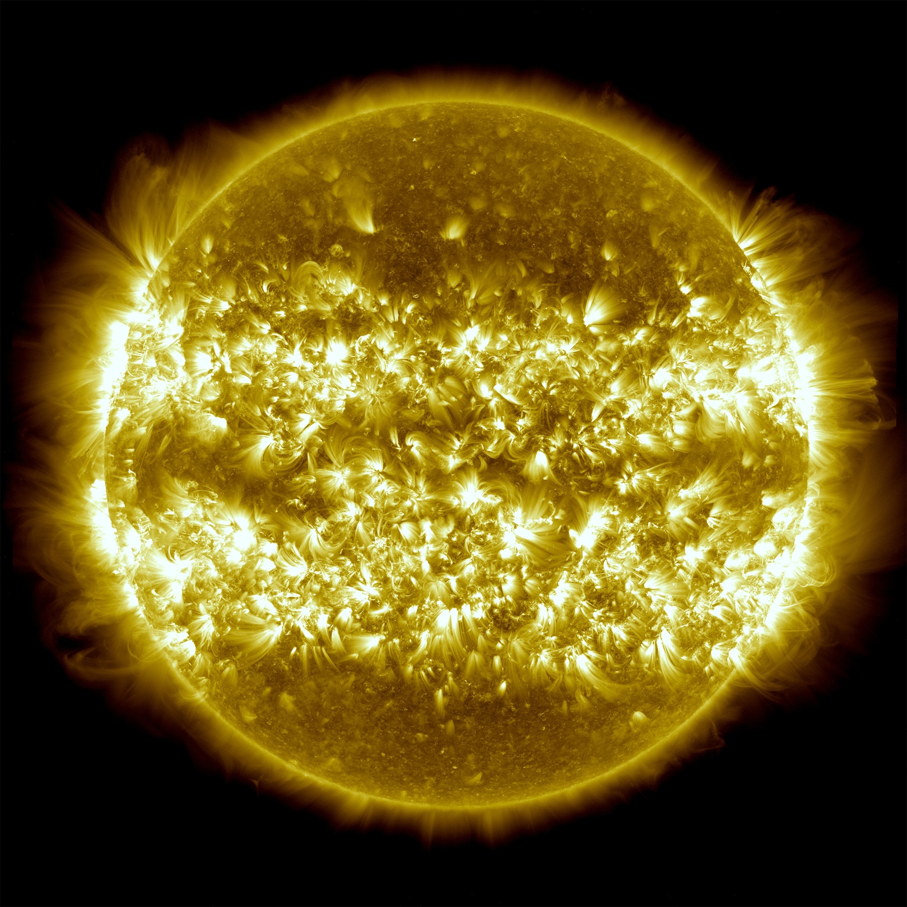 A composite photo of 25 separate images of the sun spanning one year.