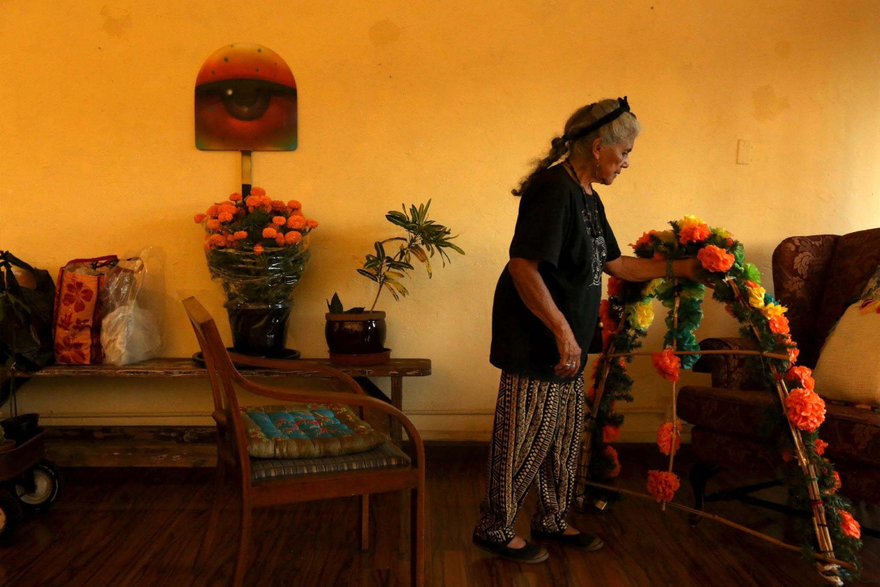 Making an alter for the day of the dead festivities in Whittier, Ca