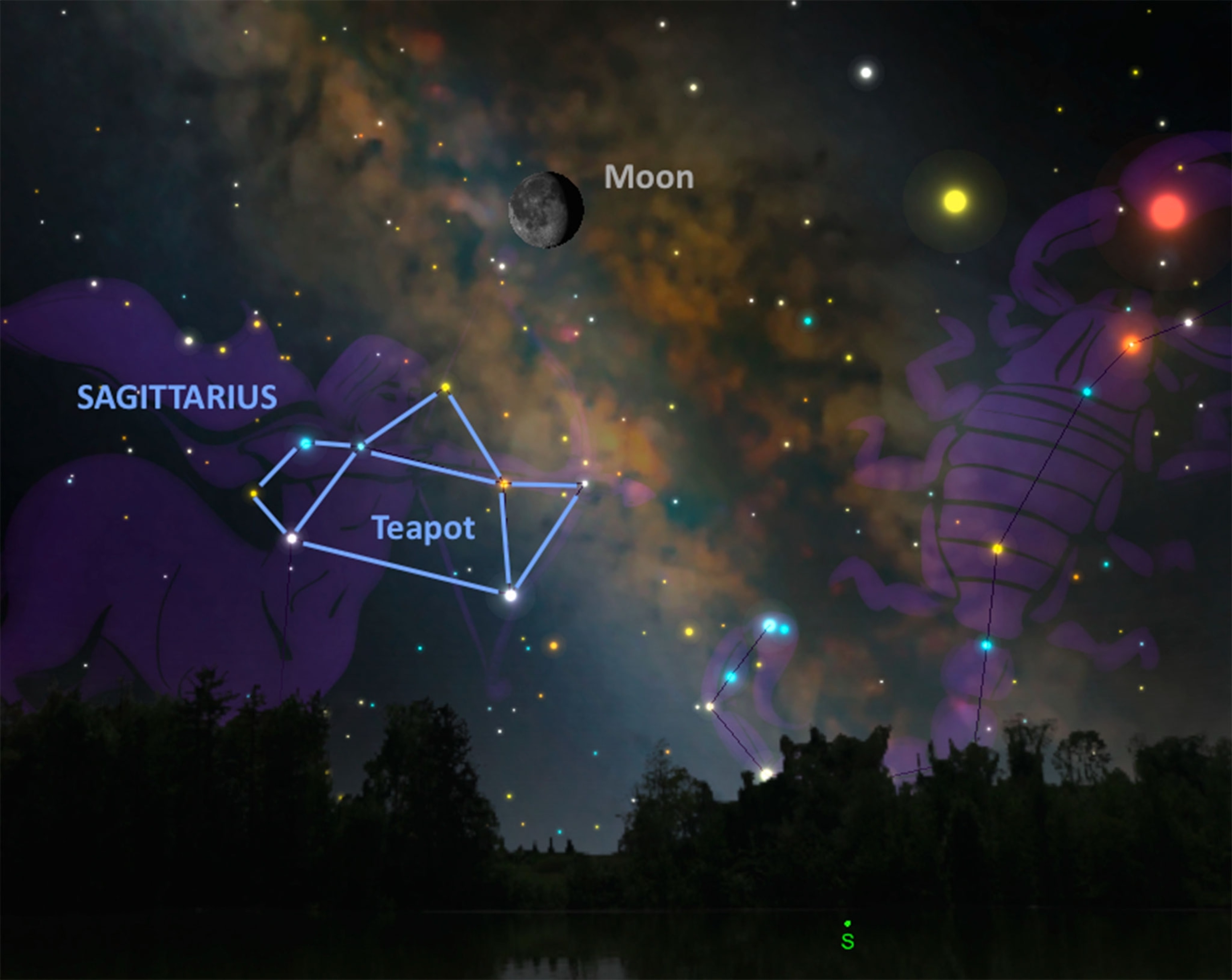 the moon overlooking Sagittarius