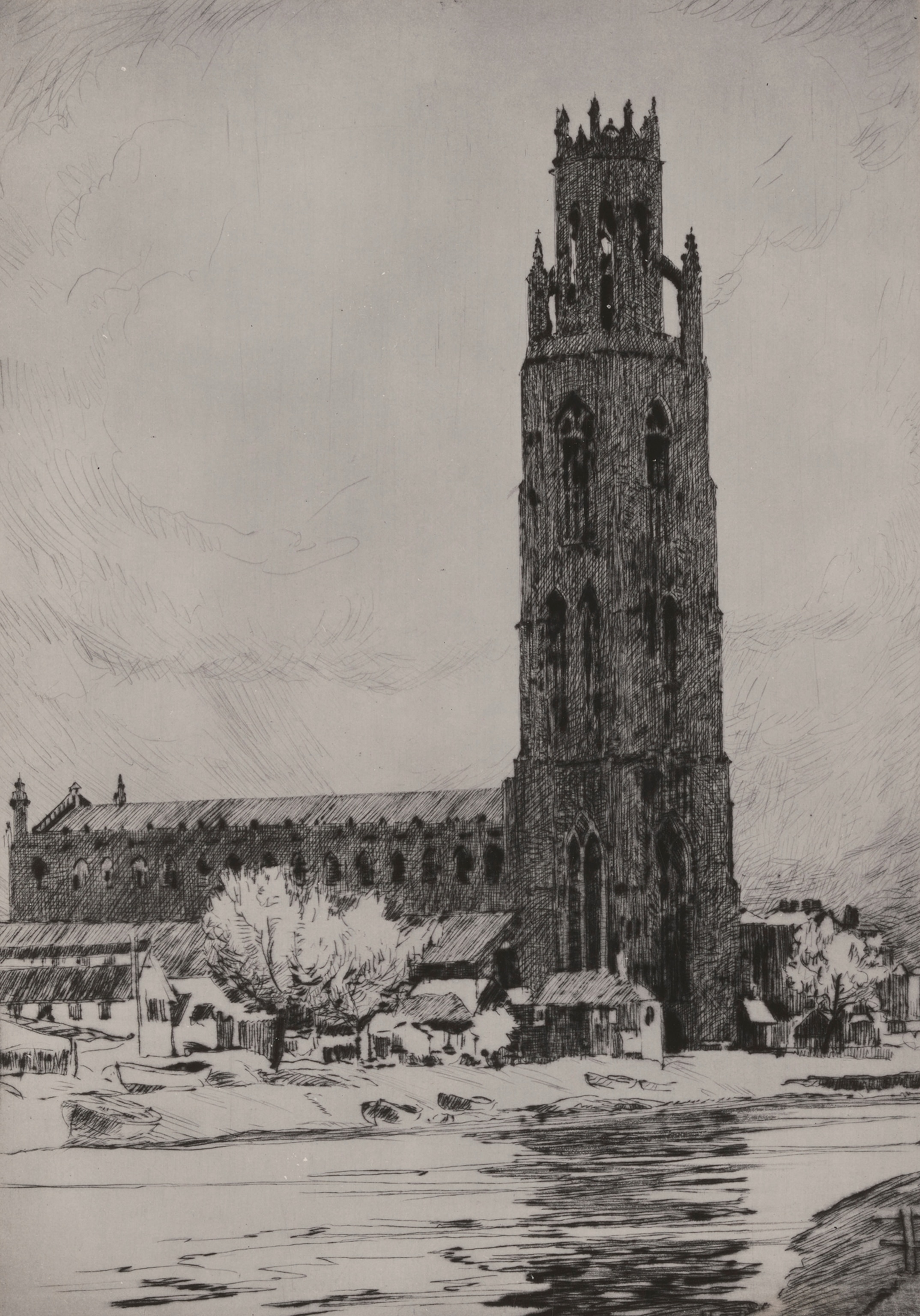 This drawing by Norman Wilkinson depicts the Boston Stump.