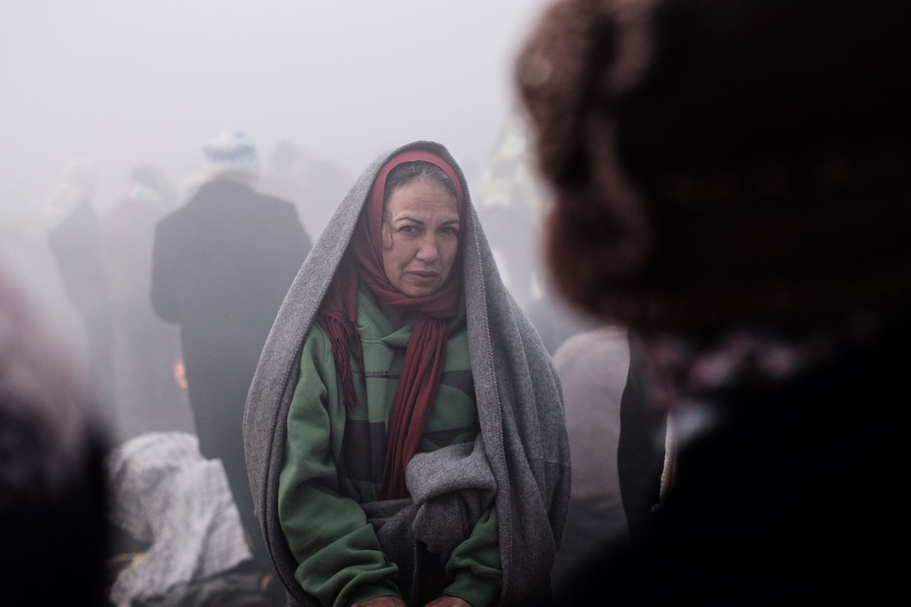 a refugee woman in a camp in Slovenia