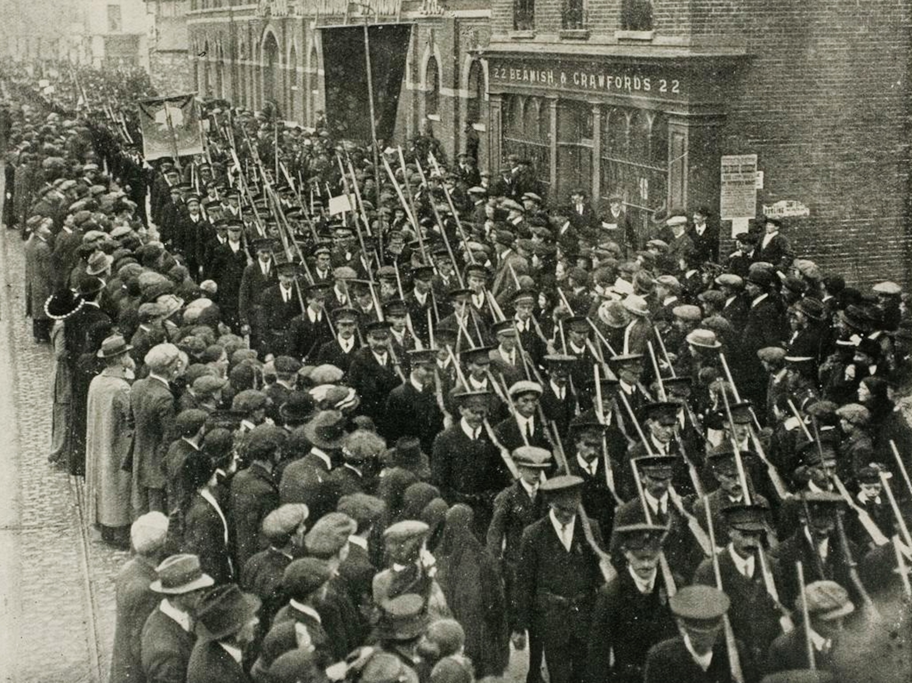 Irish Volunteers parading in Cork City on Saint Patrick’s Day, 1916.