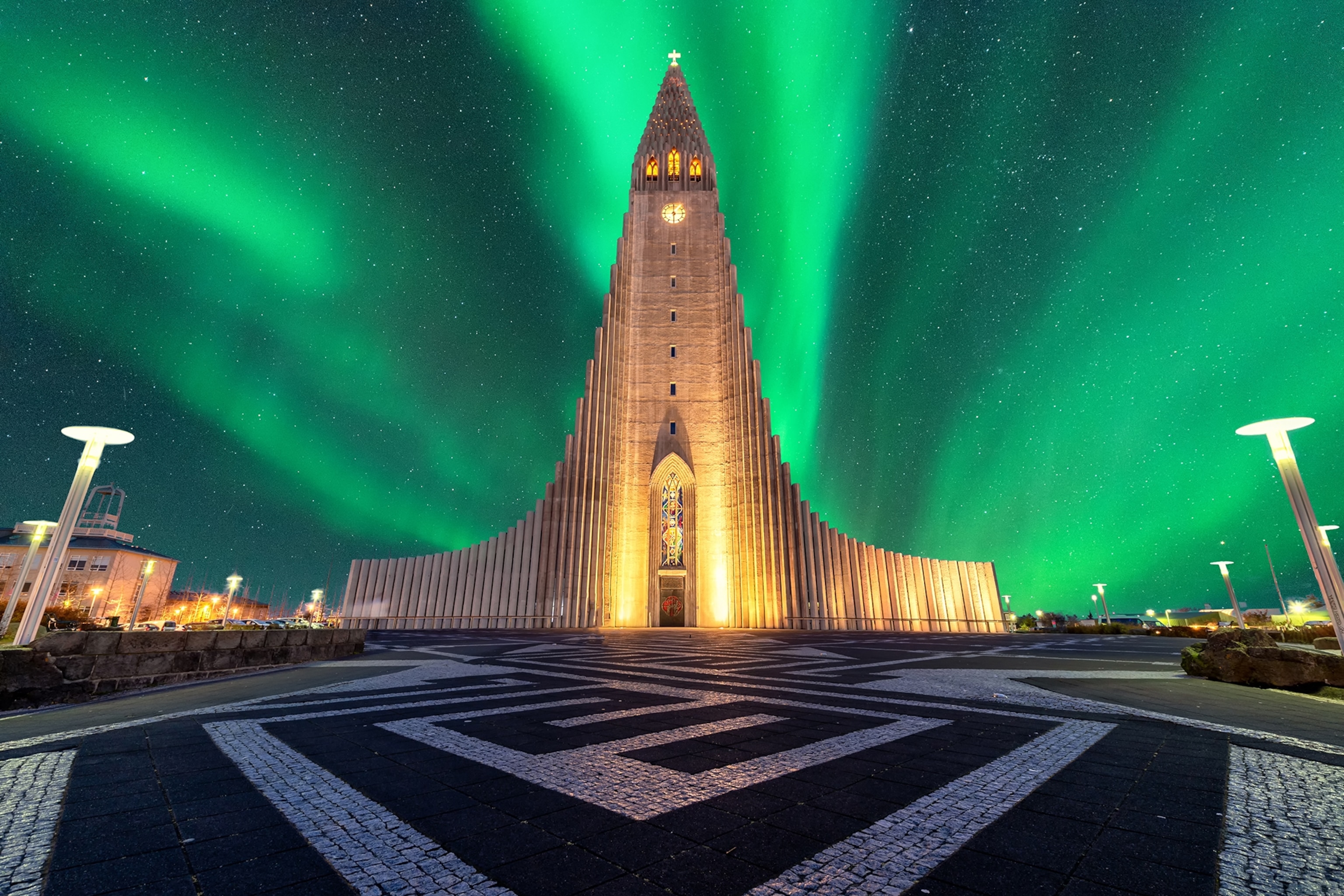 reykjavik with northern lights