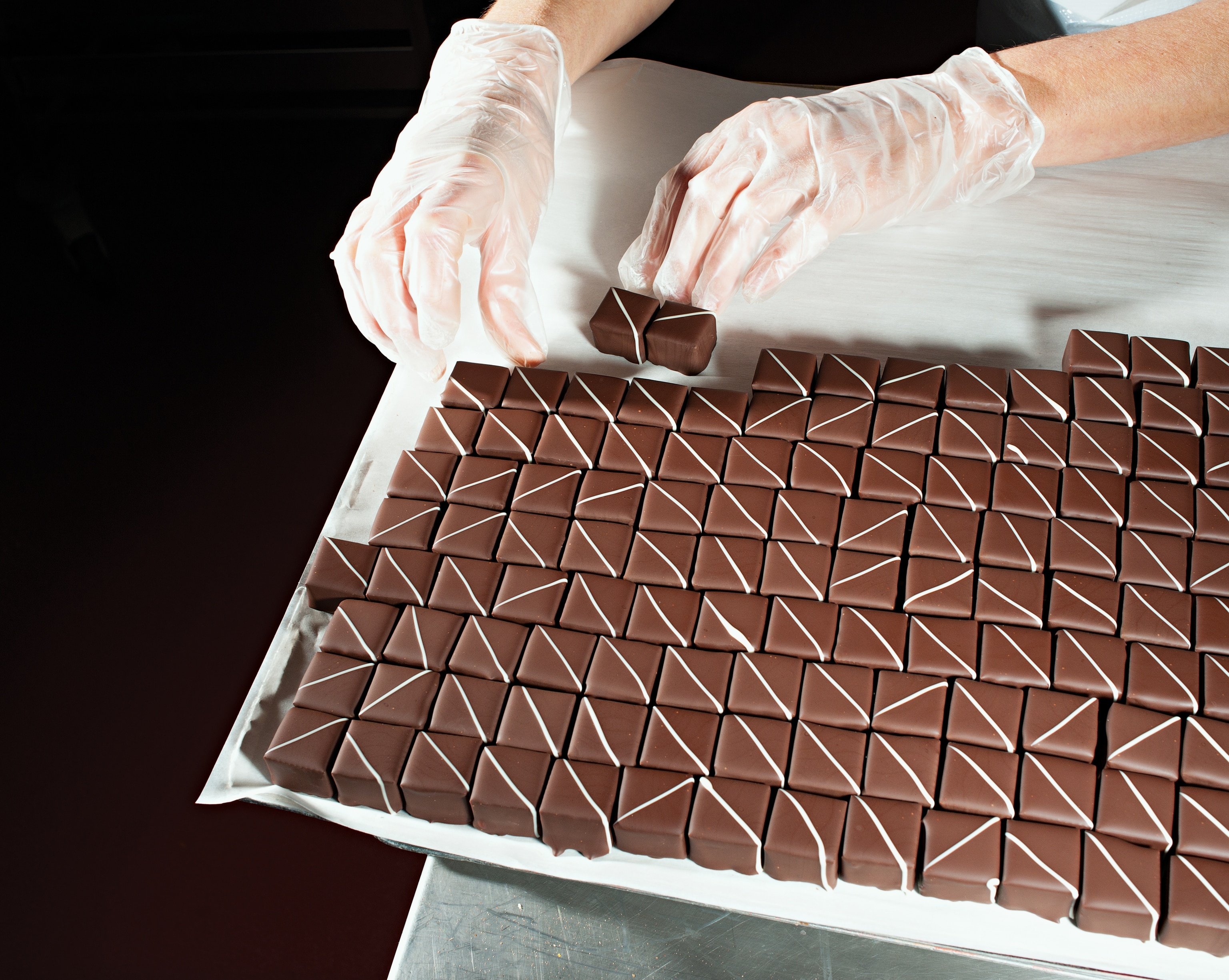 bonbon banane confections at L'Atelier du Chocolat in Bayonne, France