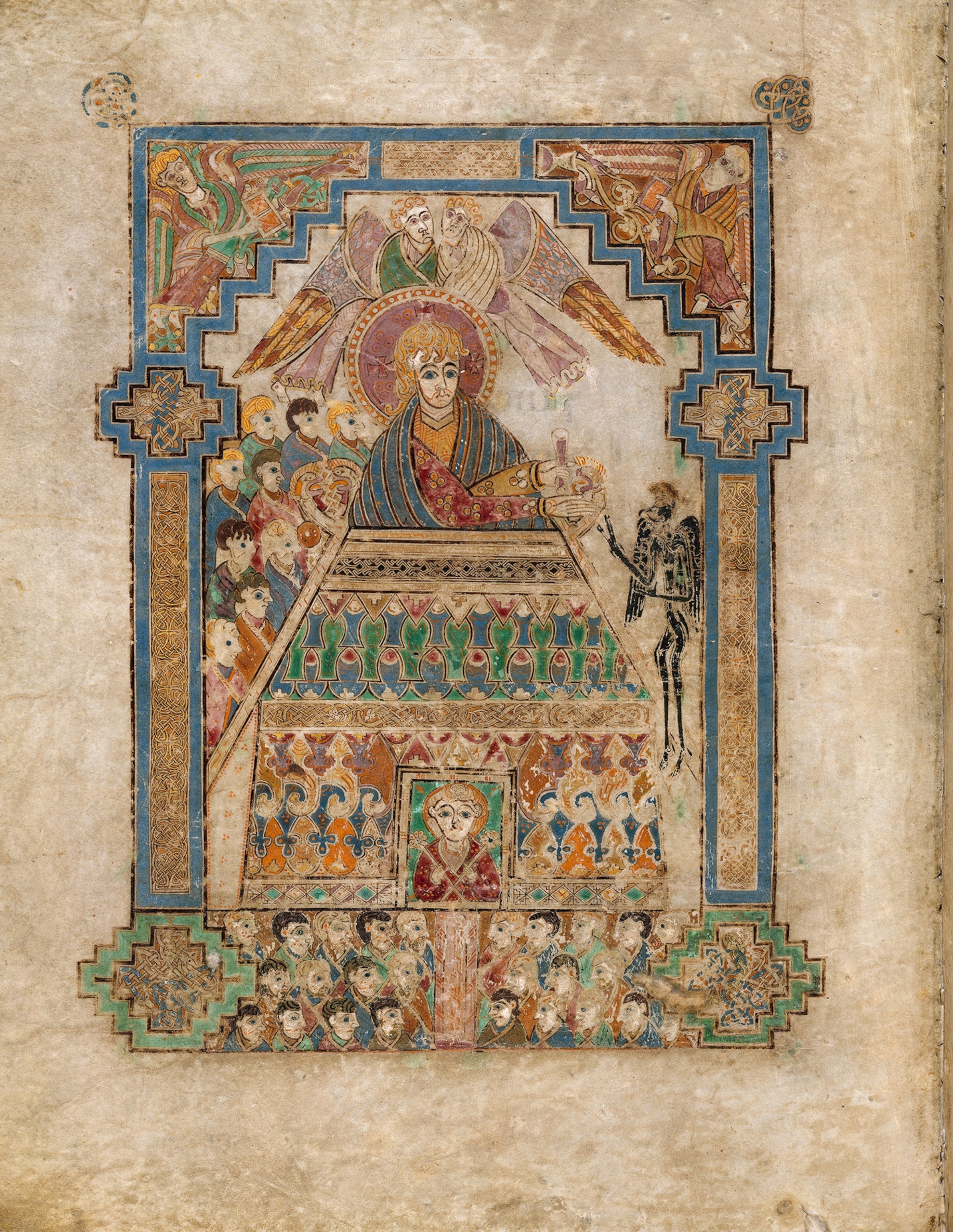 An illustration that shows a man speaking to a thin dark figure.