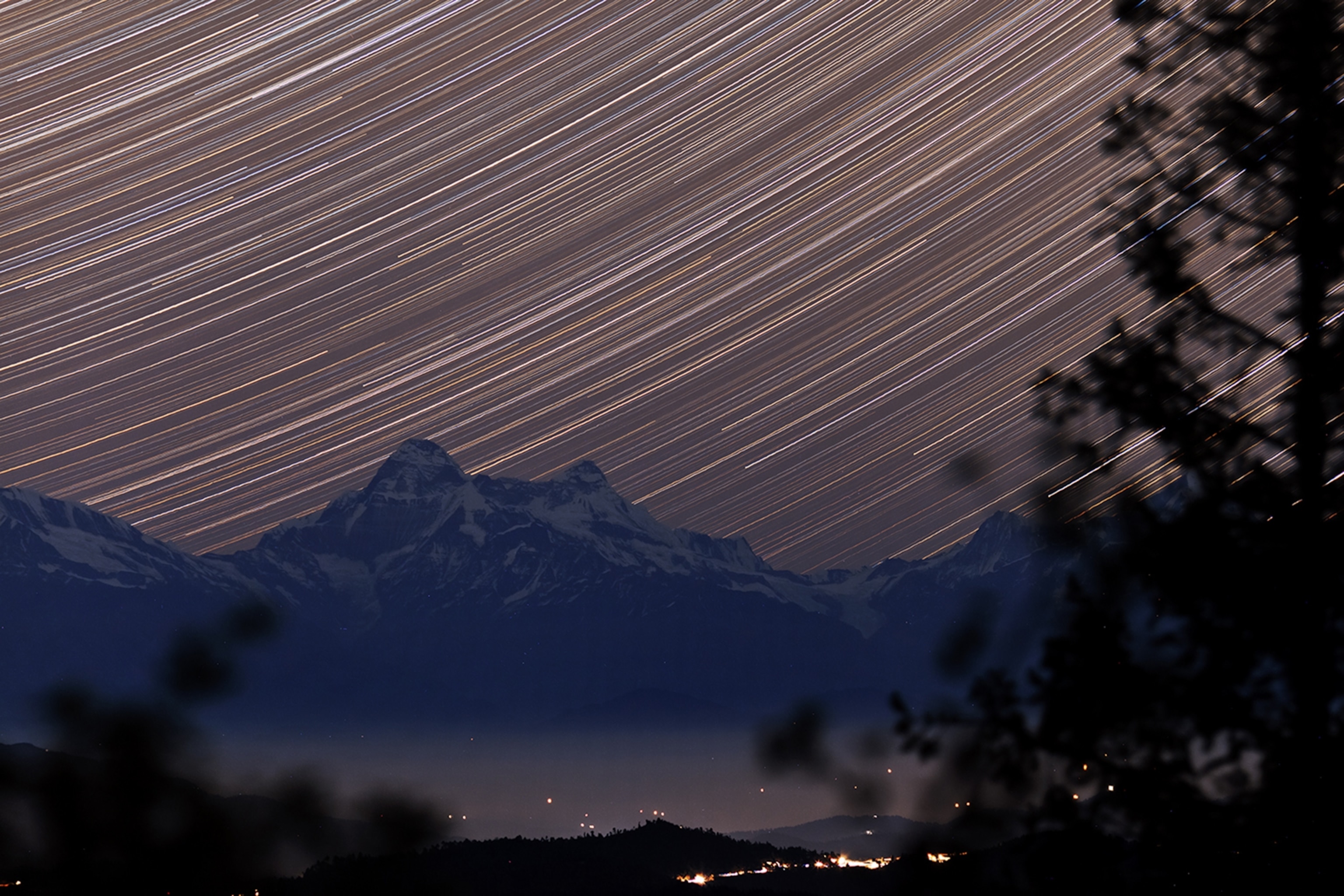 star tracks over mountains in India