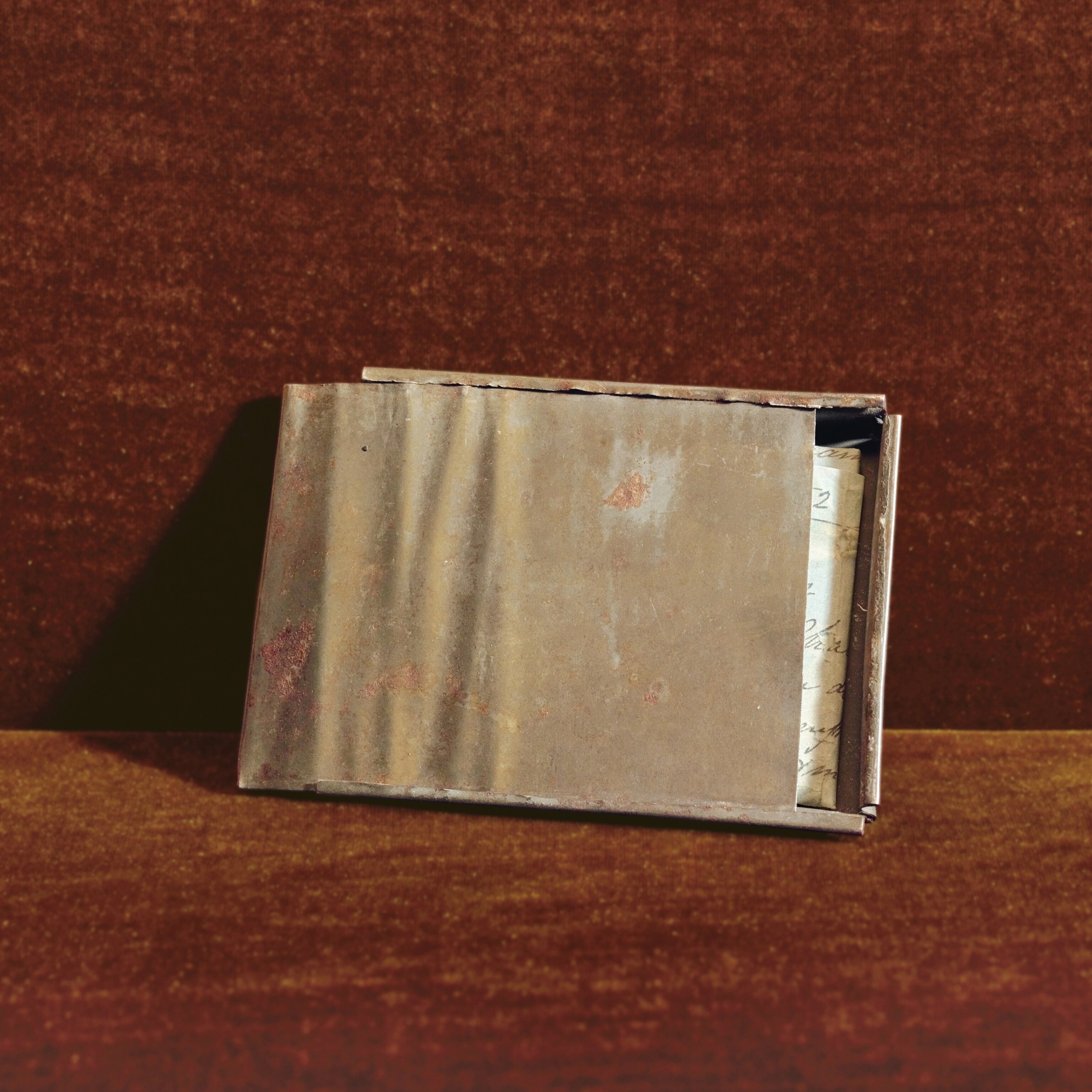 Joseph Trammell Freedom Papers in a tin box