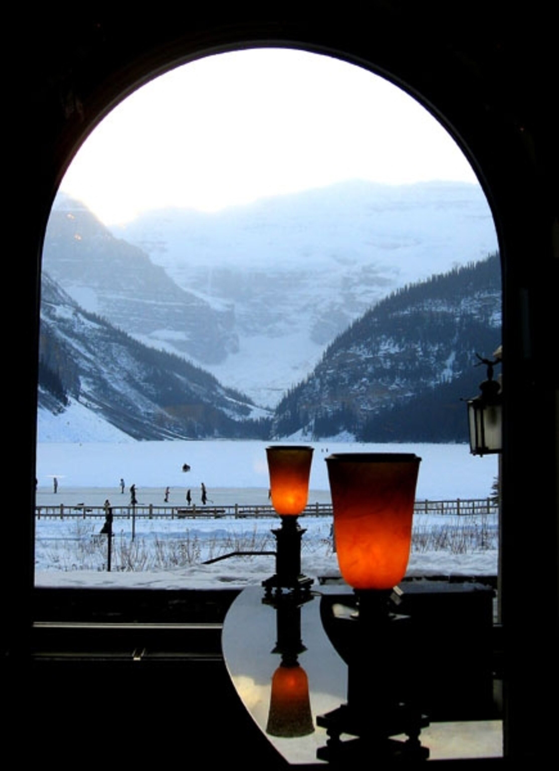 View of Lake Louise through a window