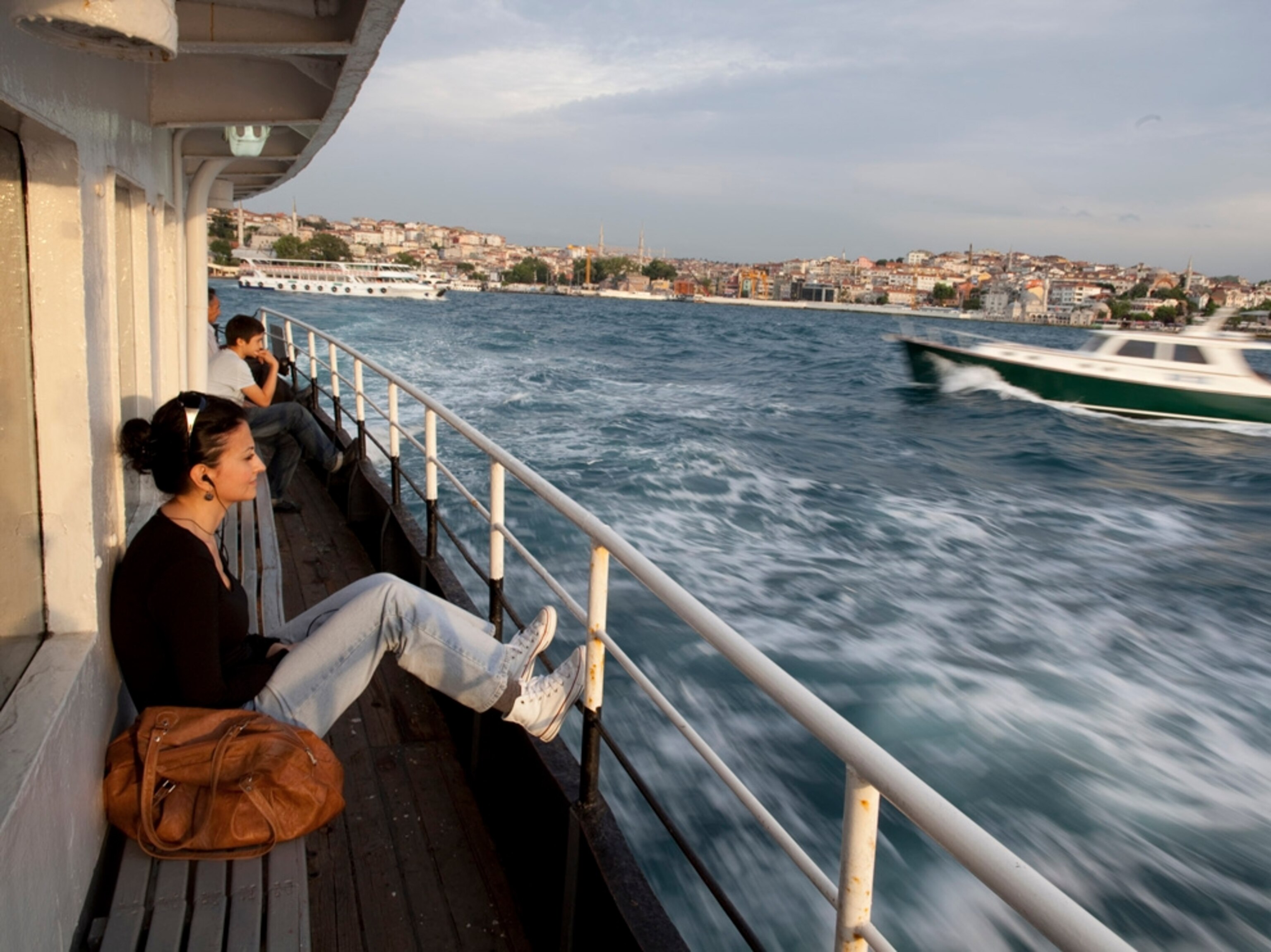 Girl on ferry crossing from Asia to Europe