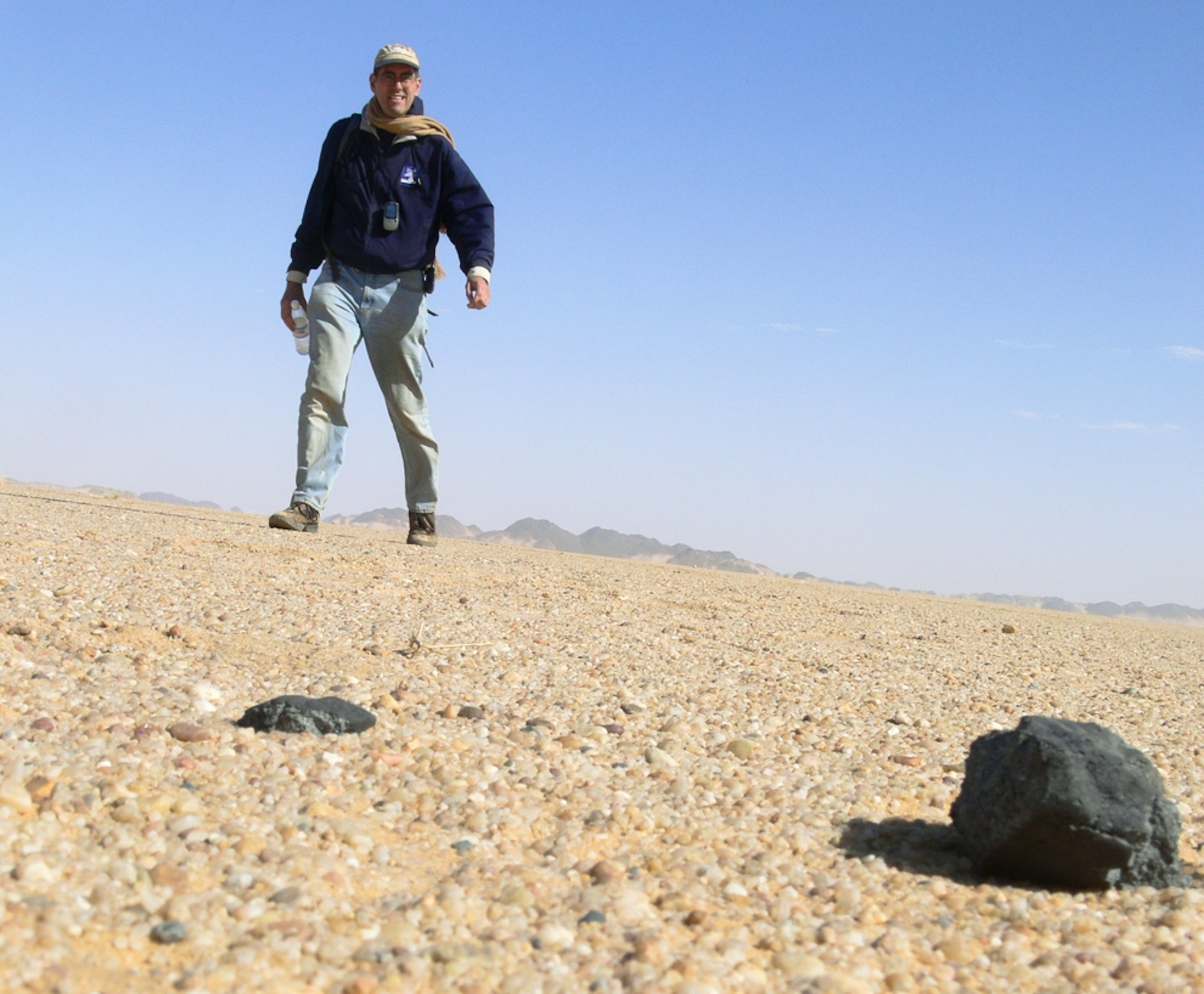 A meteorite from an asteroid in a desert in Sudan.