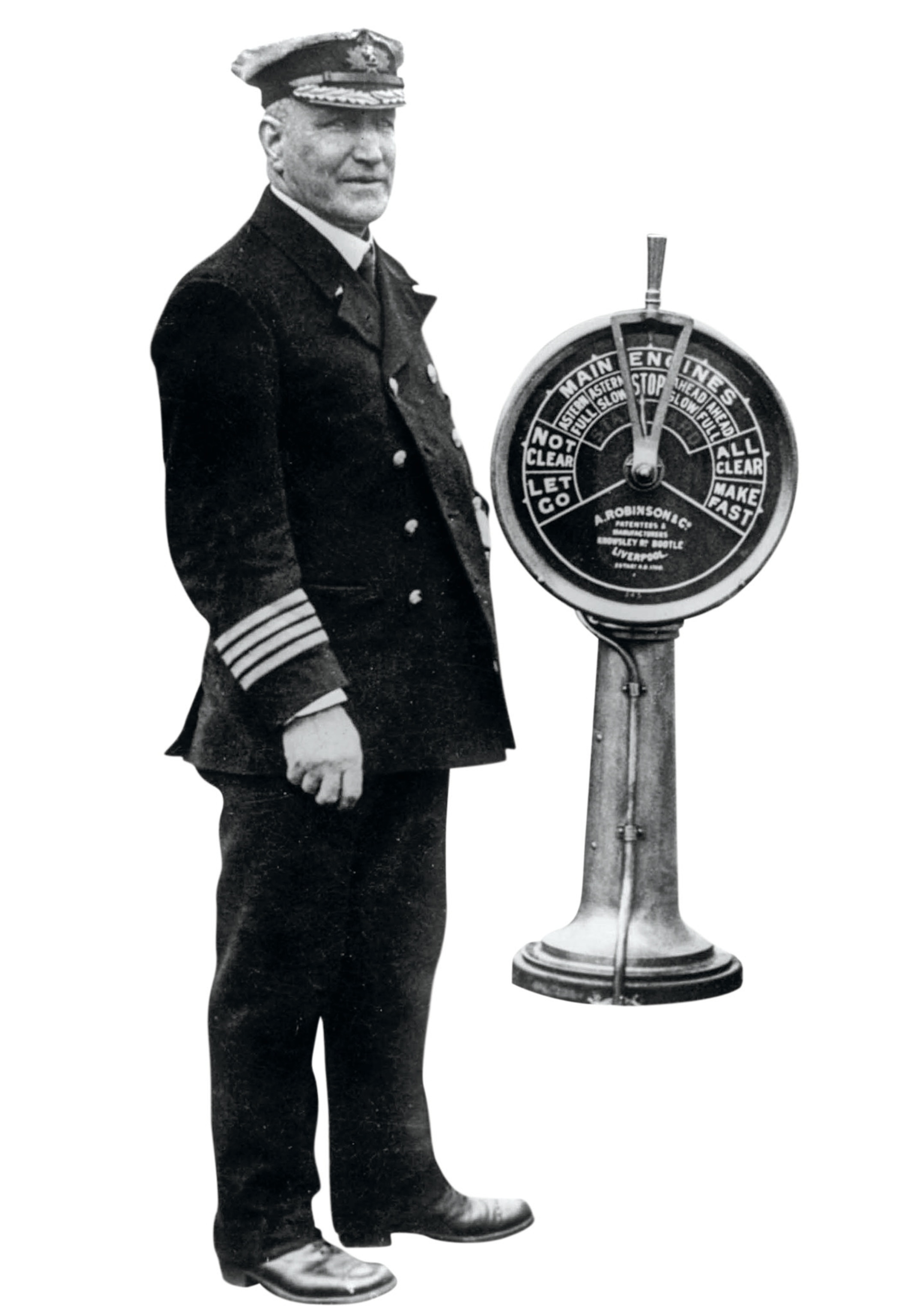 Captain William Turner is pictured on the bridge of another Cunard Line ship.