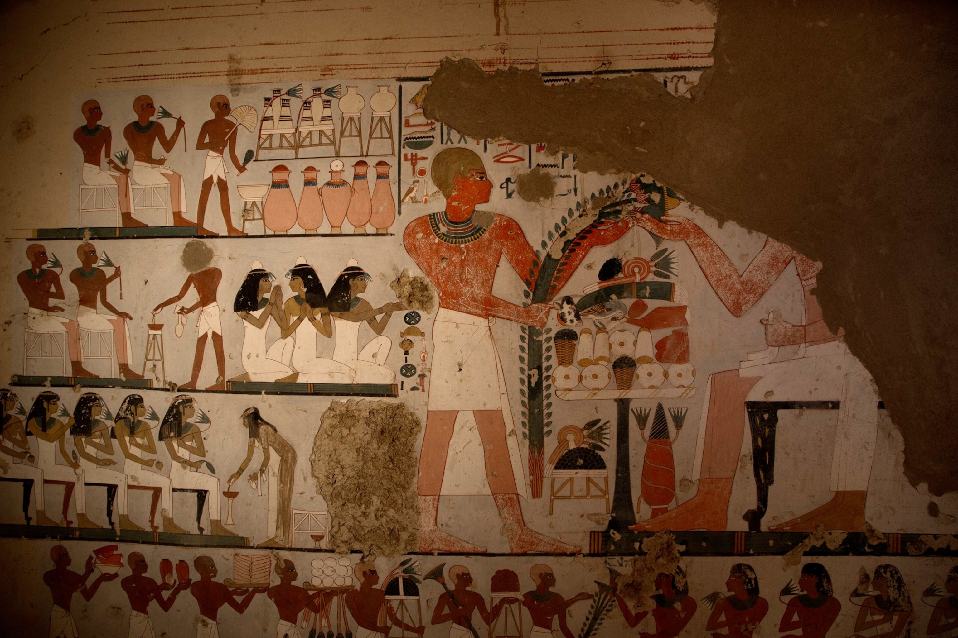 the wall inscription in newly discovered tomb on Luxor's West Bank in Egypt