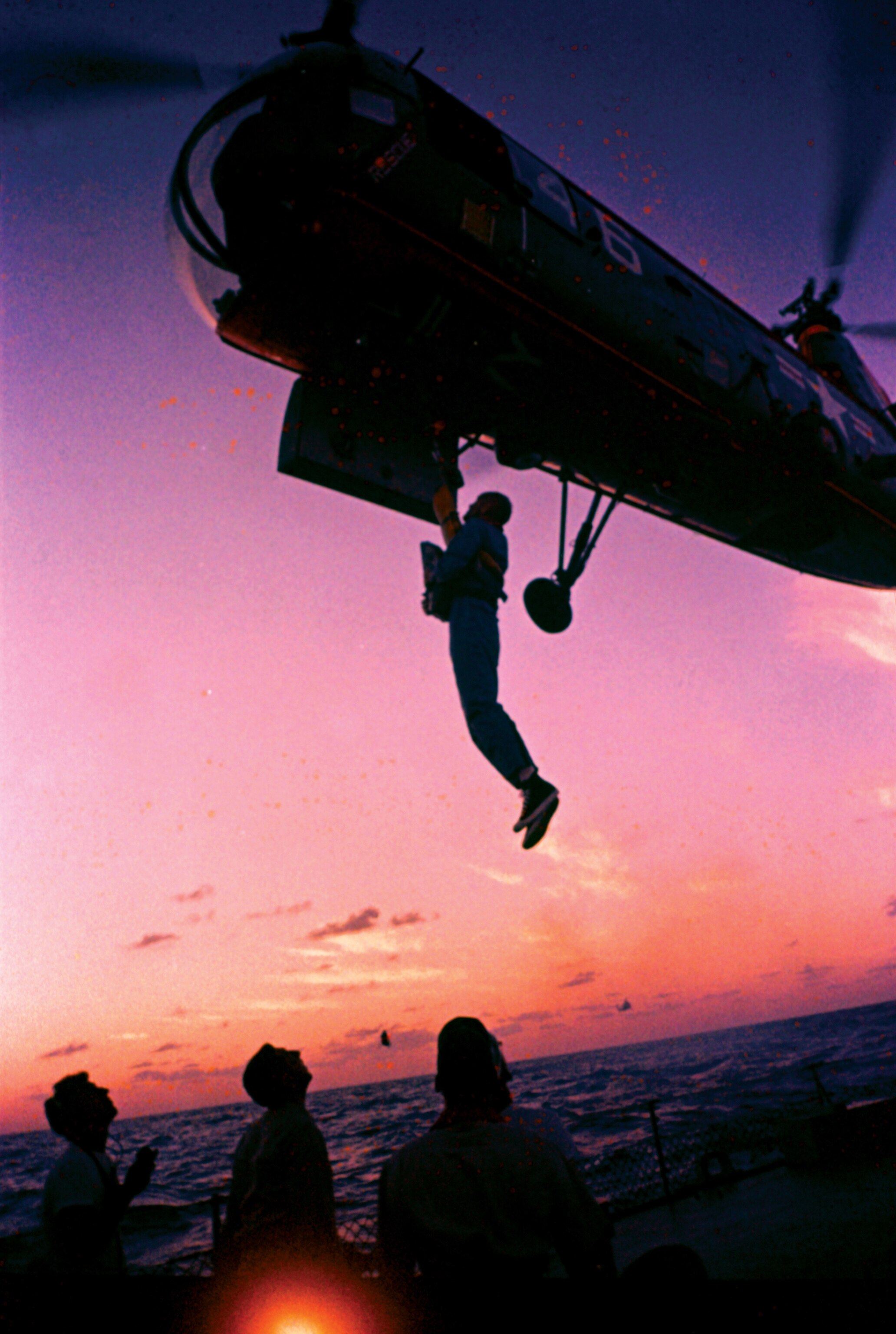 John Glenn being taken to the destroyer