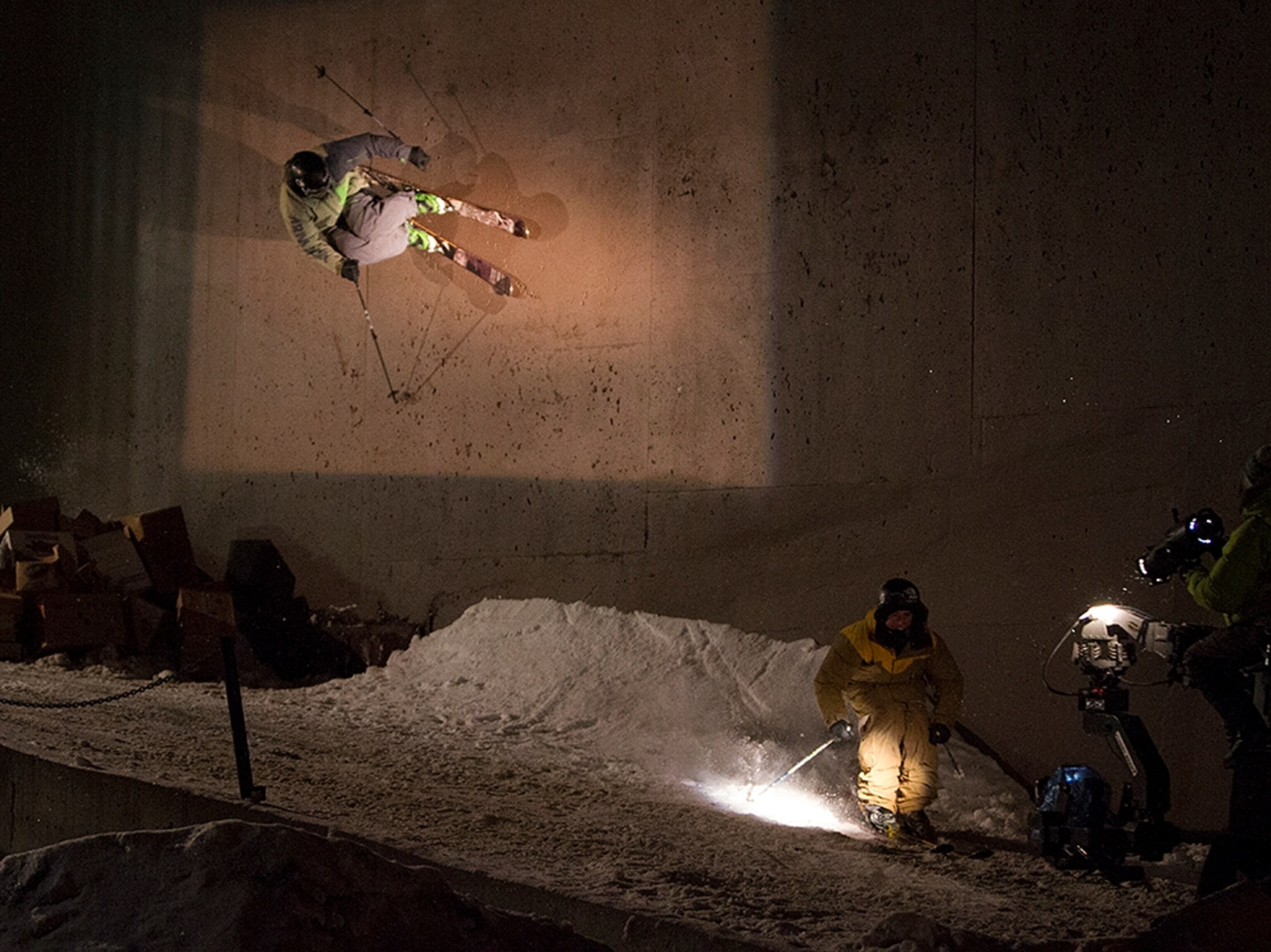 JP Auclair skiing on a wall
