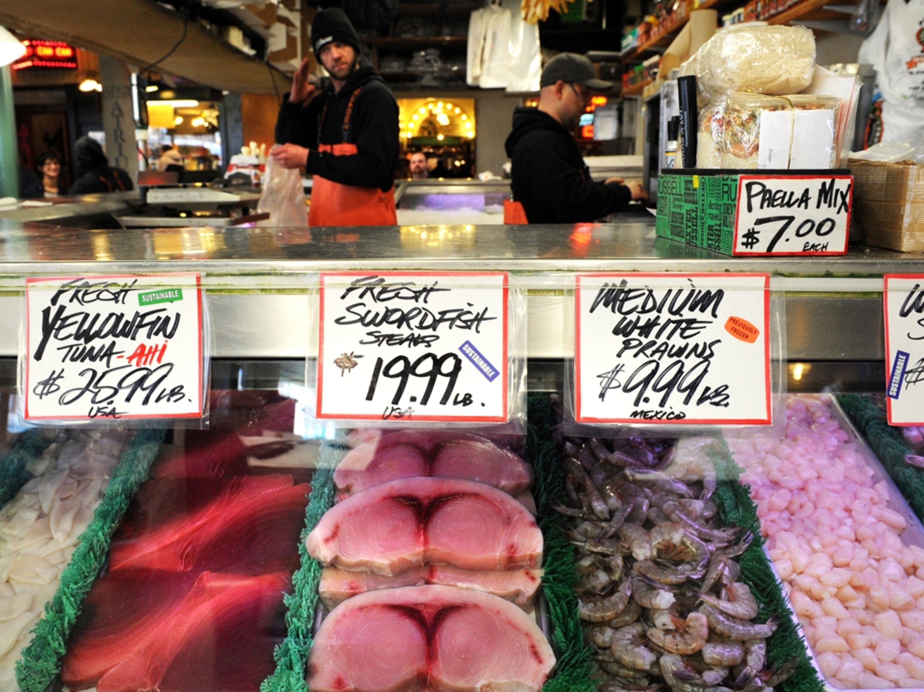 fresh fish at fish counter