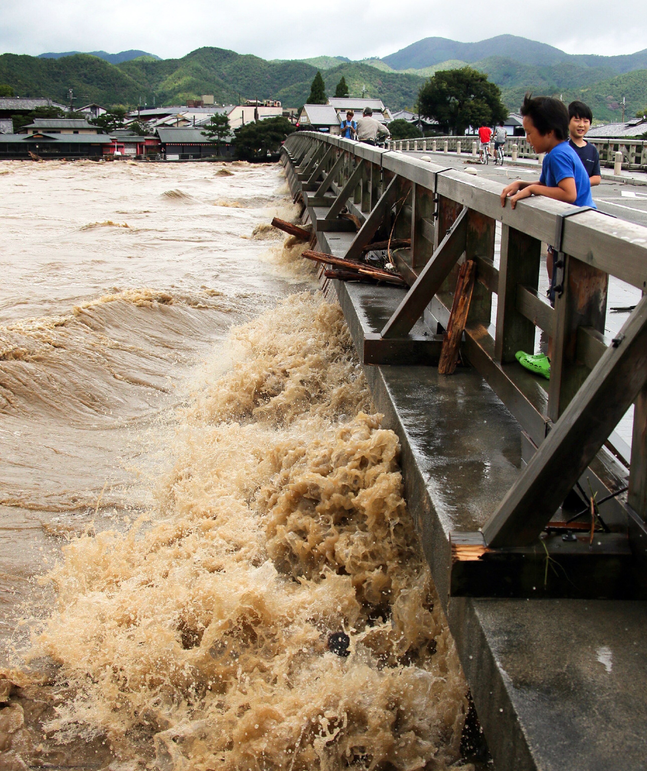 surging Katsura river after Kyoto typhoon