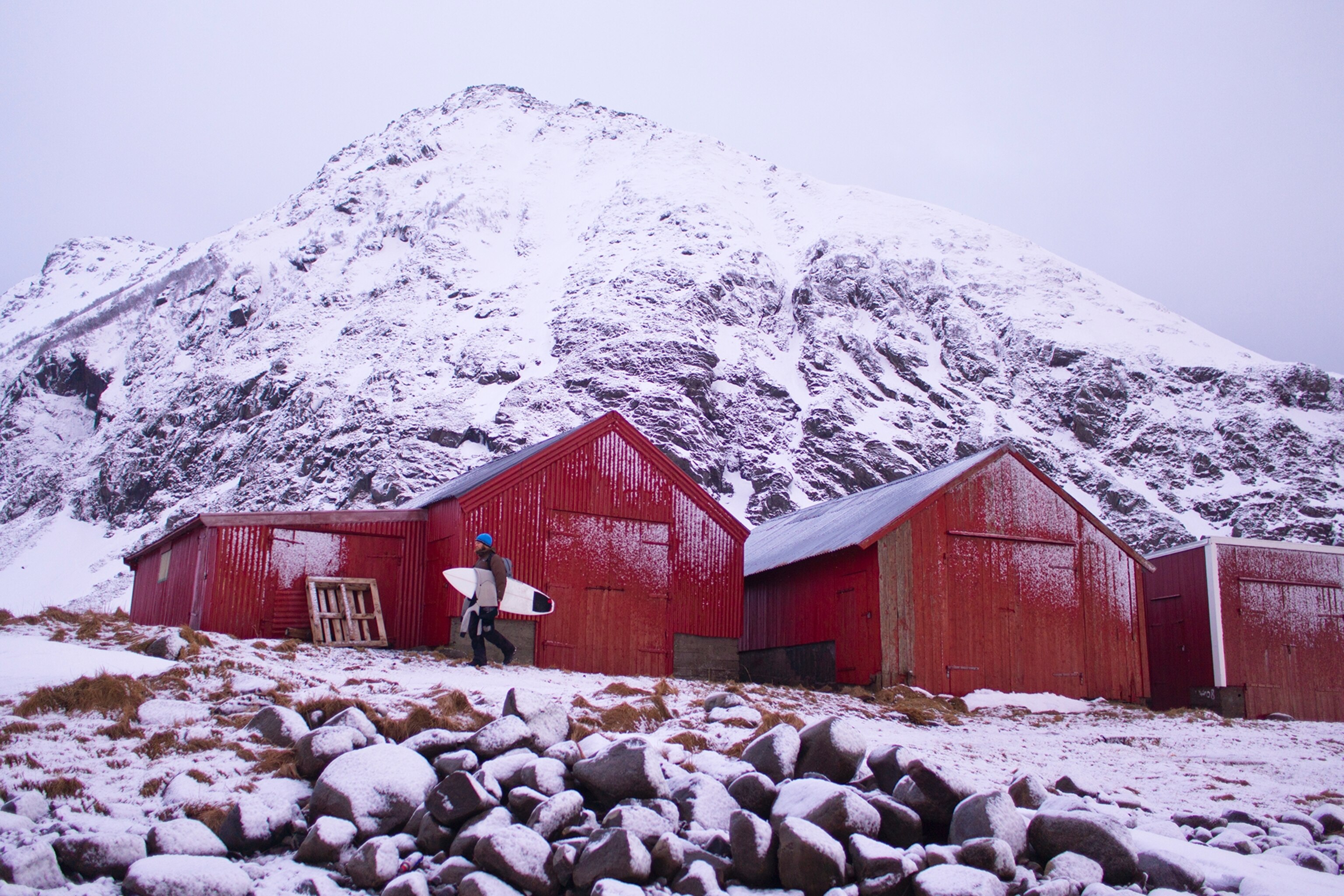 surfer on snow in Lofted Islands, Norway